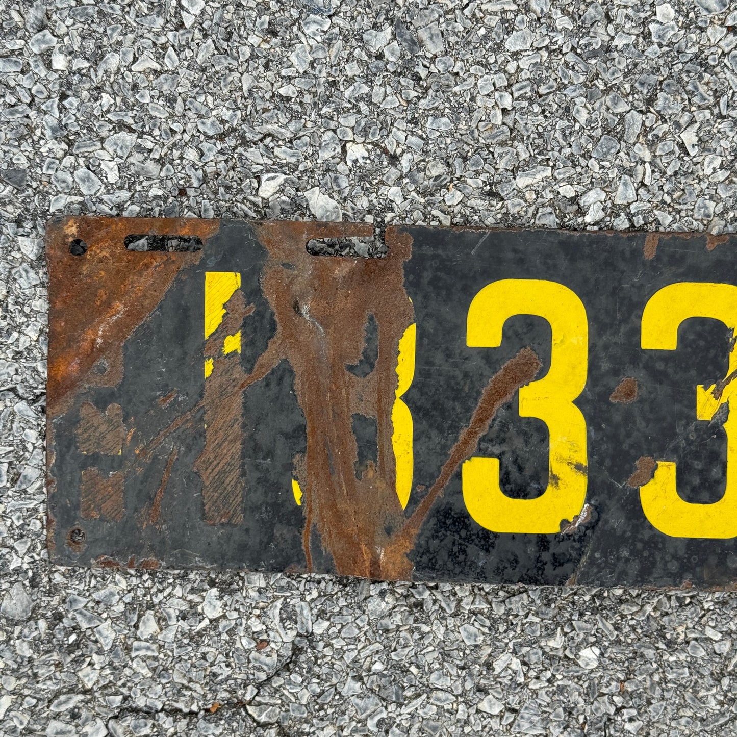 1915 Connecticut Porcelain License Plate Auto Tag 333 Repeat Repeating 13337