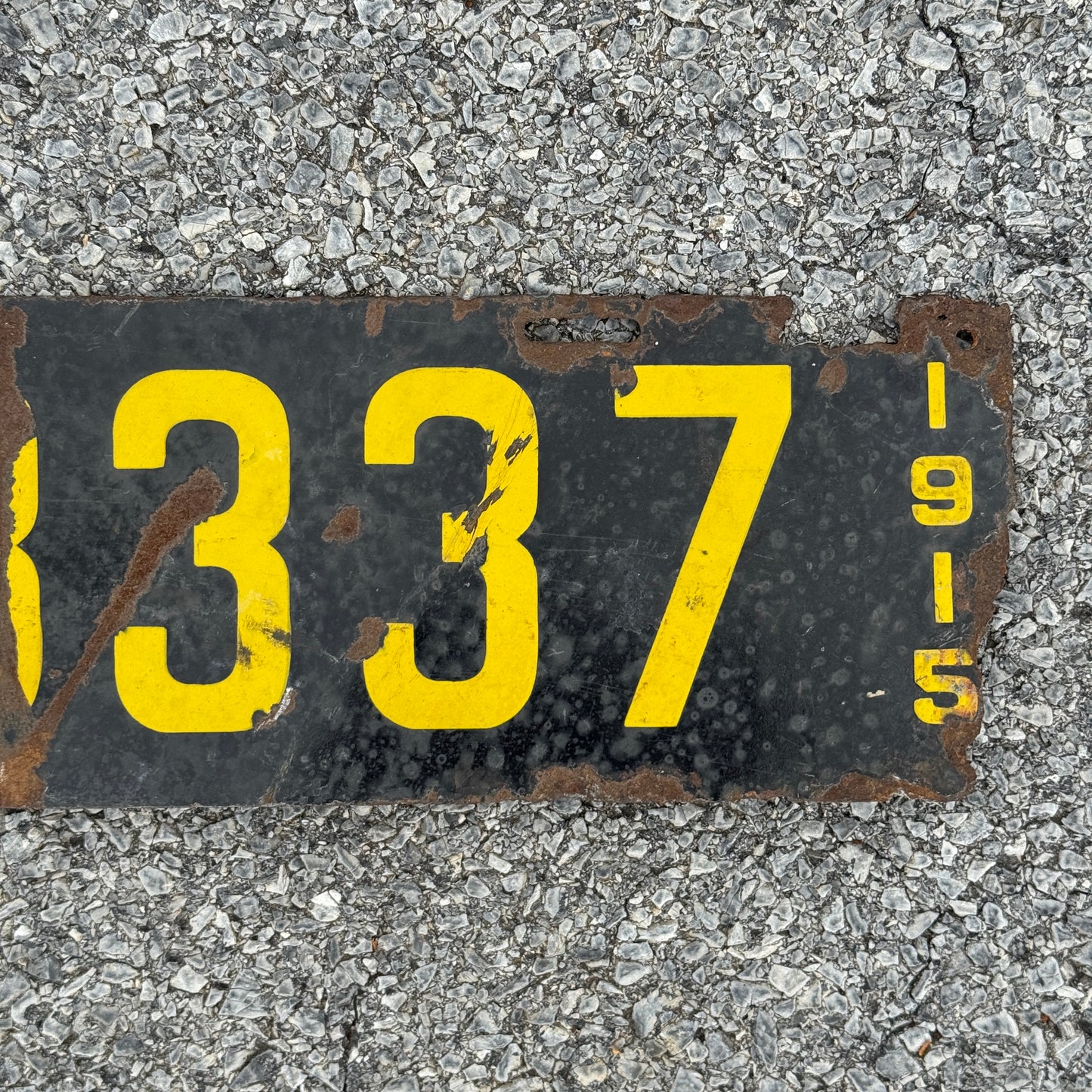 1915 Connecticut Porcelain License Plate Auto Tag 333 Repeat Repeating 13337