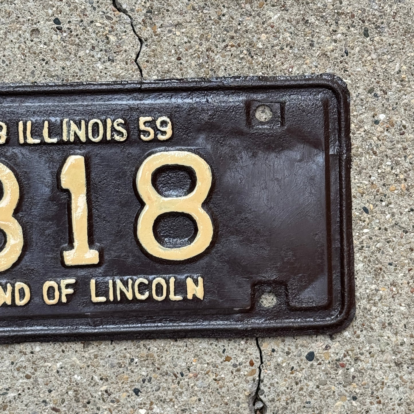 1959 Illinois Motorcycle License Plate Auto Tag Low Number Three Digit 318