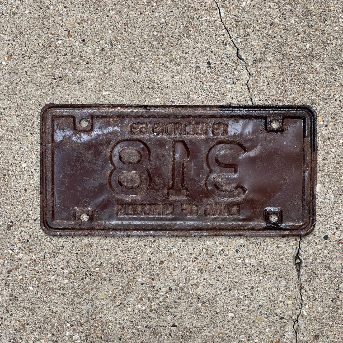 1959 Illinois Motorcycle License Plate Auto Tag Low Number Three Digit 318