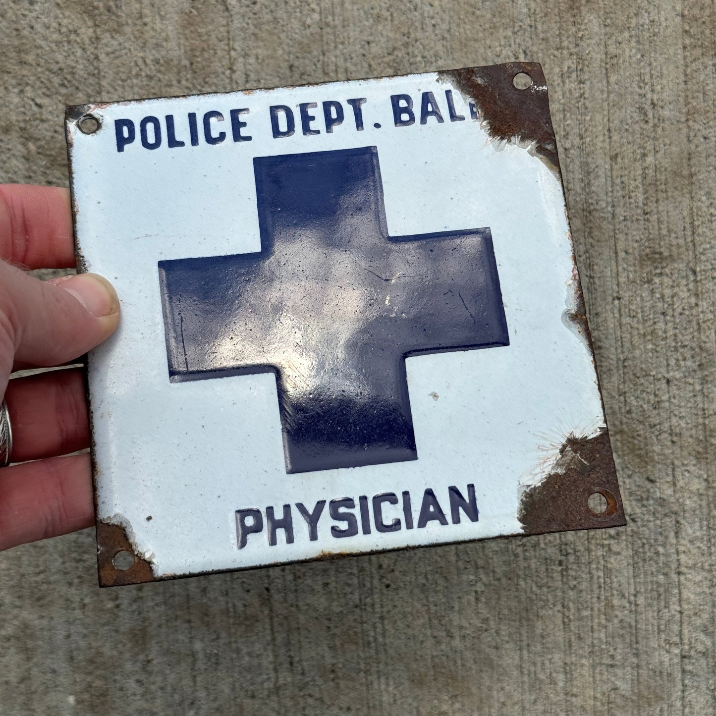 1912 Baltimore Maryland Porcelain Police Physician License Plate Auto Tag High Quality