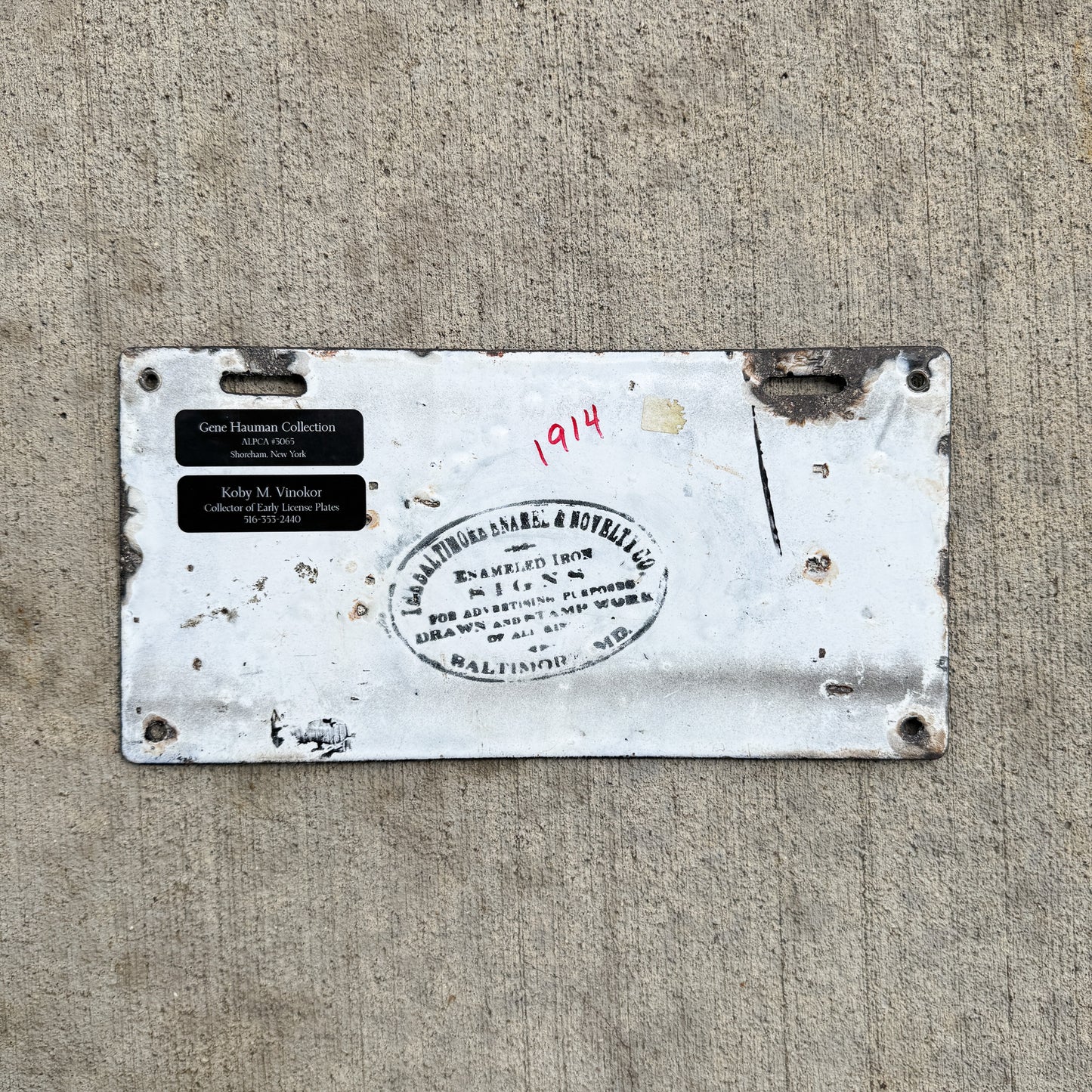 1914 Washington DC Porcelain License Plate Auto Tag Small Font 17754