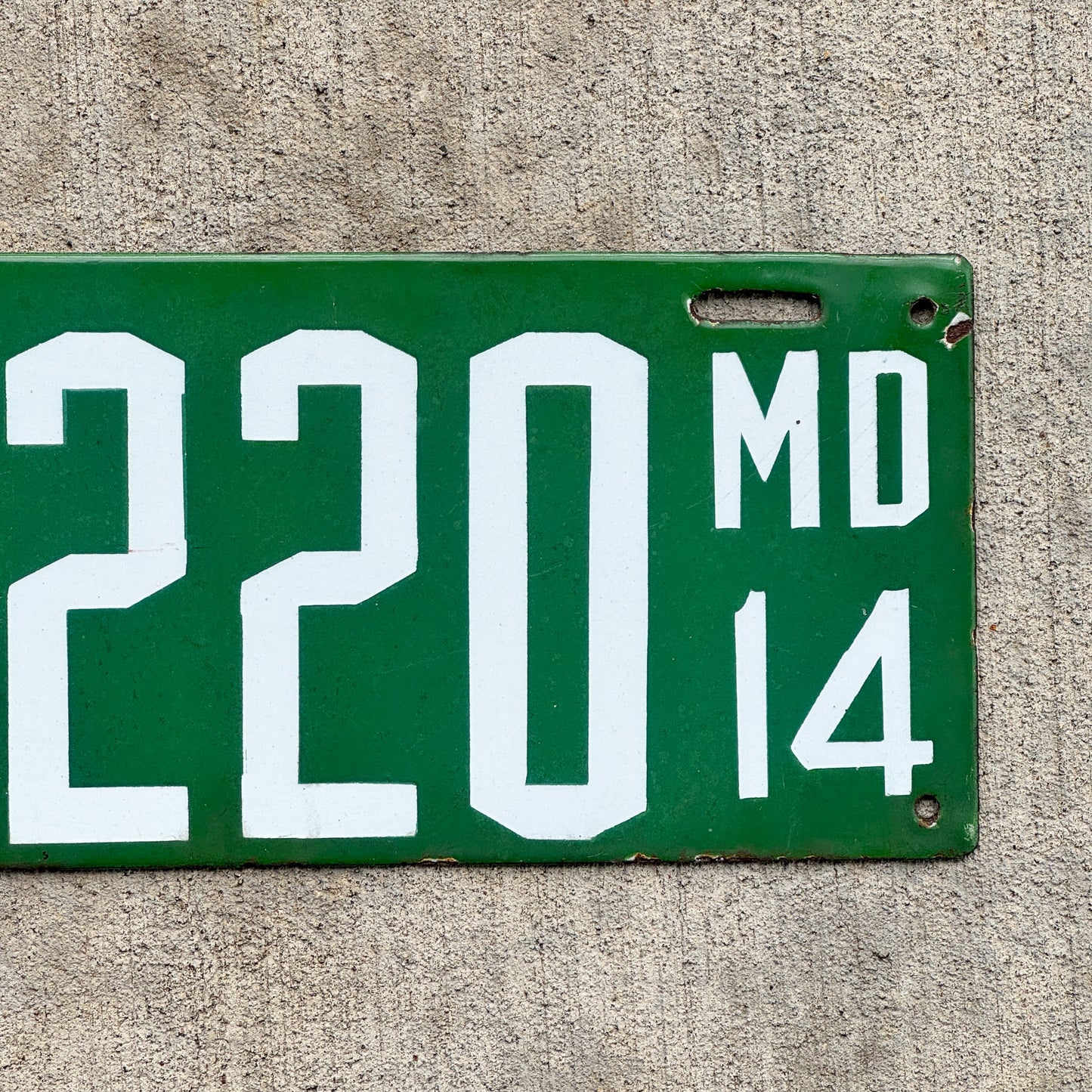 1914 Maryland Porcelain License Plate Auto Tag High Quality 14220