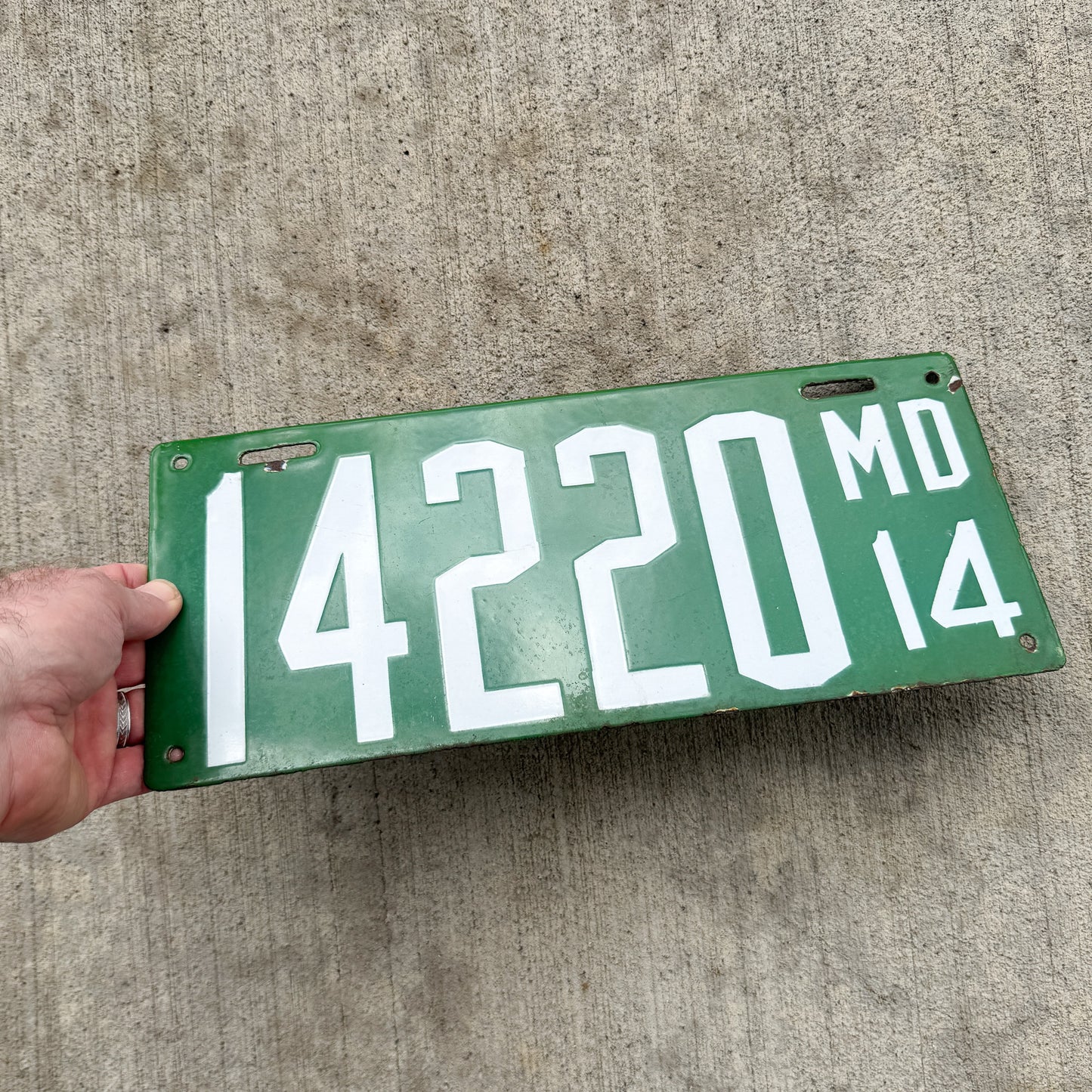 1914 Maryland Porcelain License Plate Auto Tag High Quality 14220