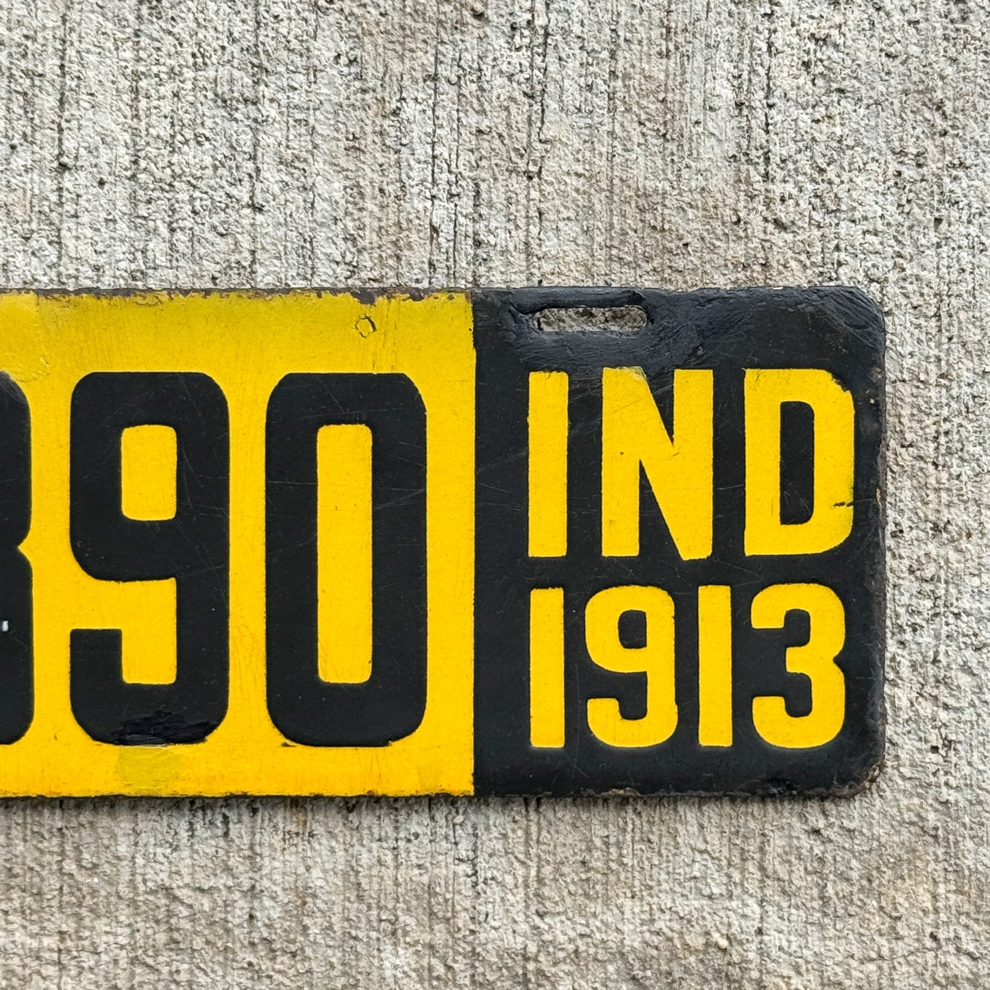 1913 Indiana Porcelain Motorcycle License Plate Auto Tag High Quality First Issue C 3890