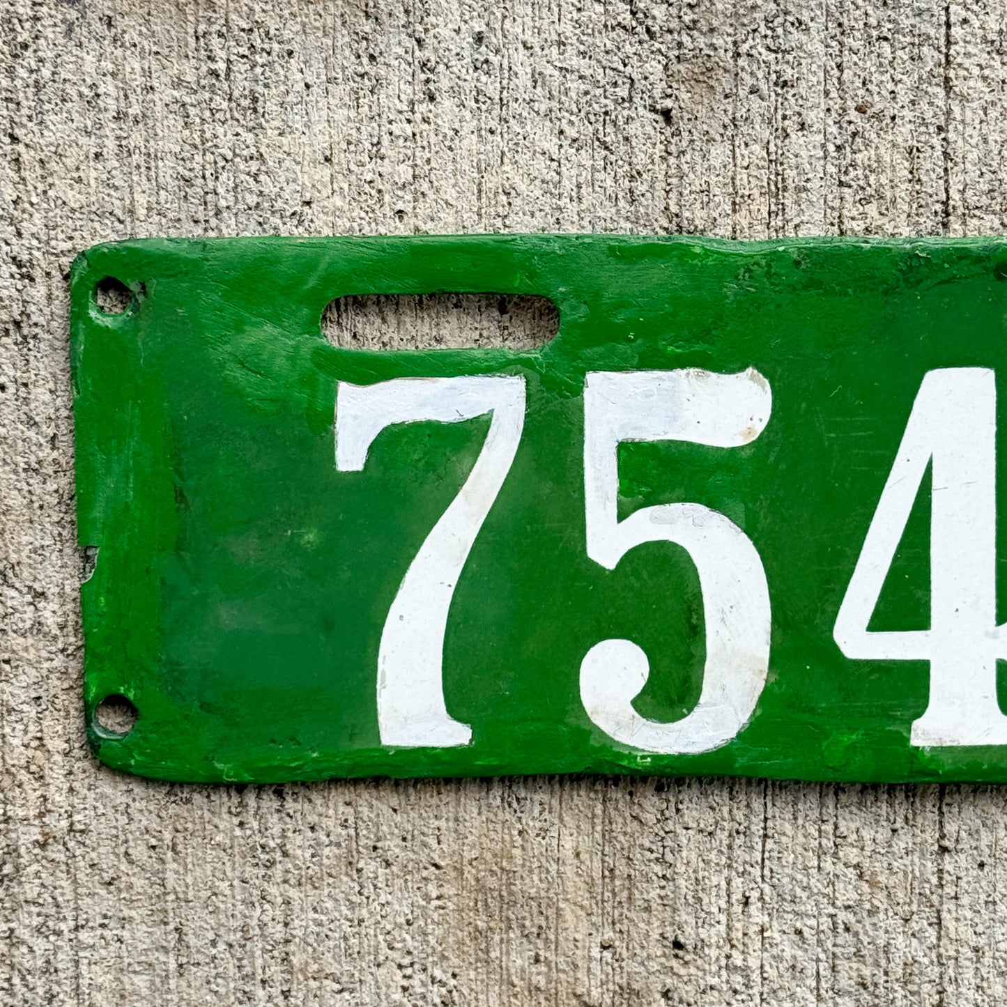 1914 Maryland Porcelain Motorcycle License Plate Auto Tag Low Number Three Digit Type 1 754