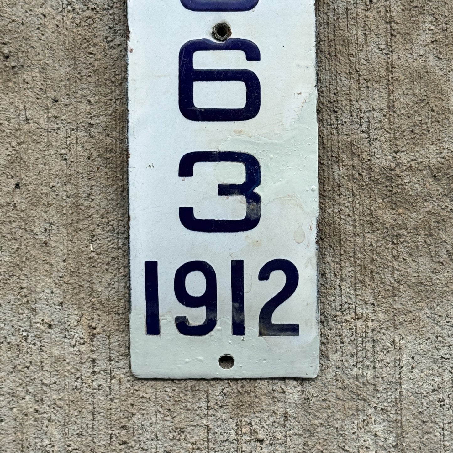 1912 Maryland Porcelain Motorcycle License Plate Auto Tag Low Number Three Digit Curved 963