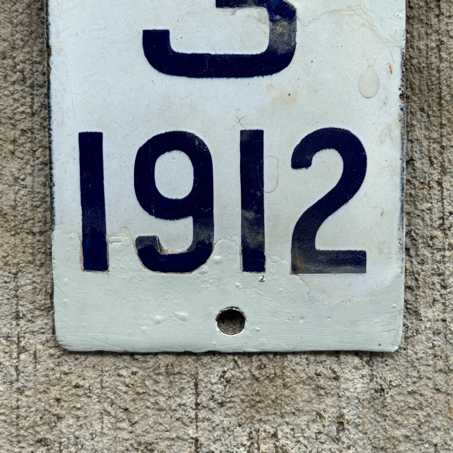 1912 Maryland Porcelain Motorcycle License Plate Auto Tag Low Number Three Digit Curved 963