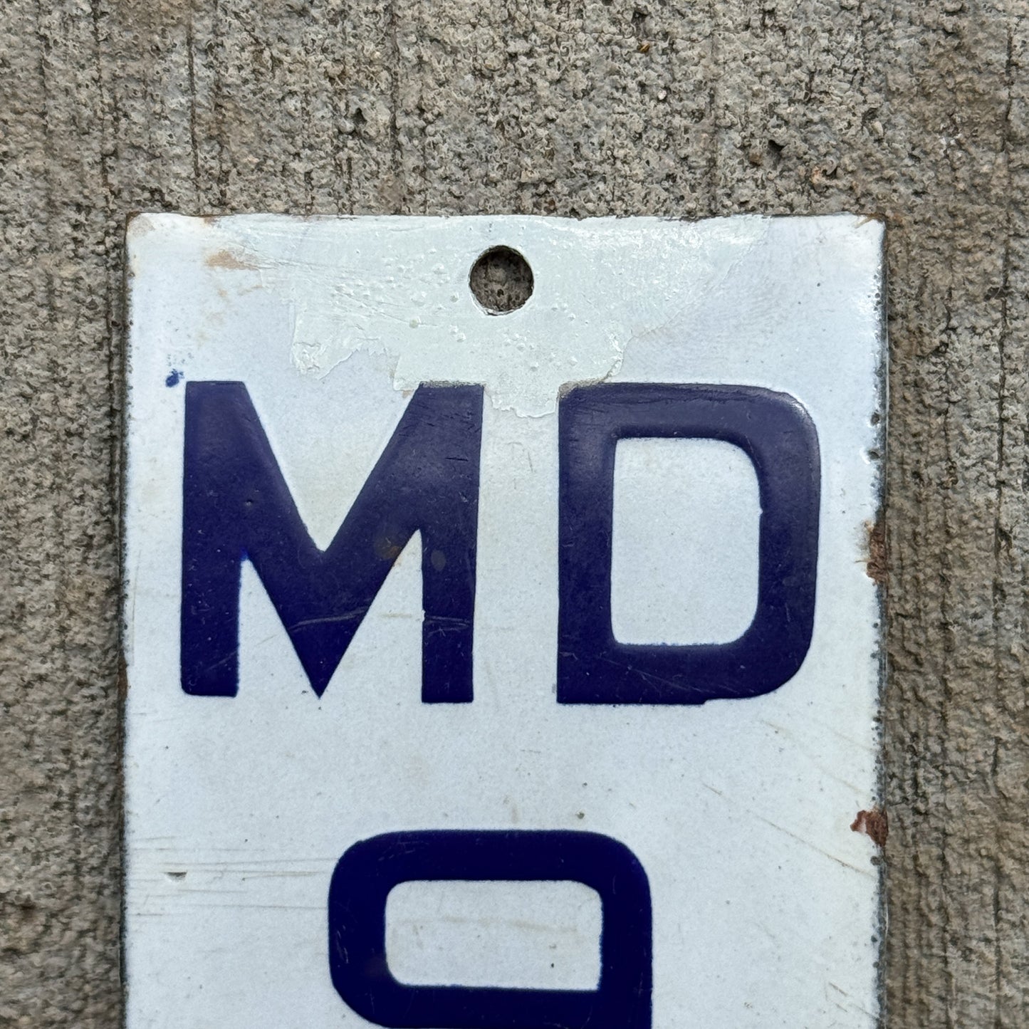 1912 Maryland Porcelain Motorcycle License Plate Auto Tag Low Number Three Digit Curved 963