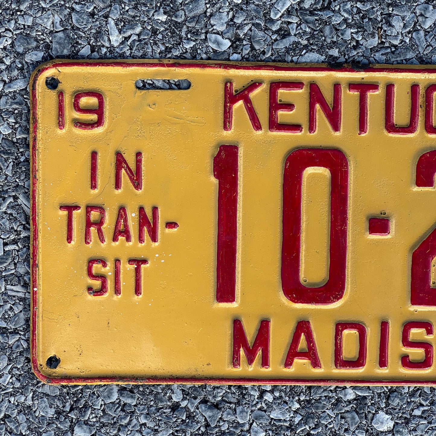 1930 Kentucky In Transit License Plate Auto Tag 10204