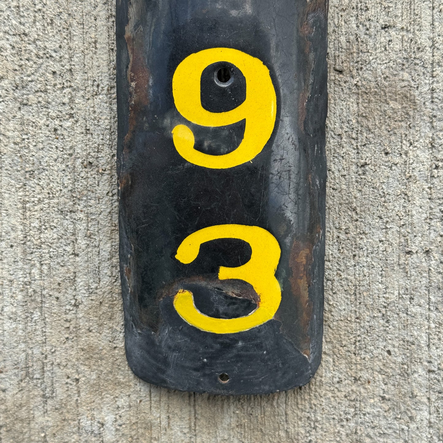 1913 Maryland Porcelain Motorcycle License Plate Auto Tag Low Number Three Digit Curved 293