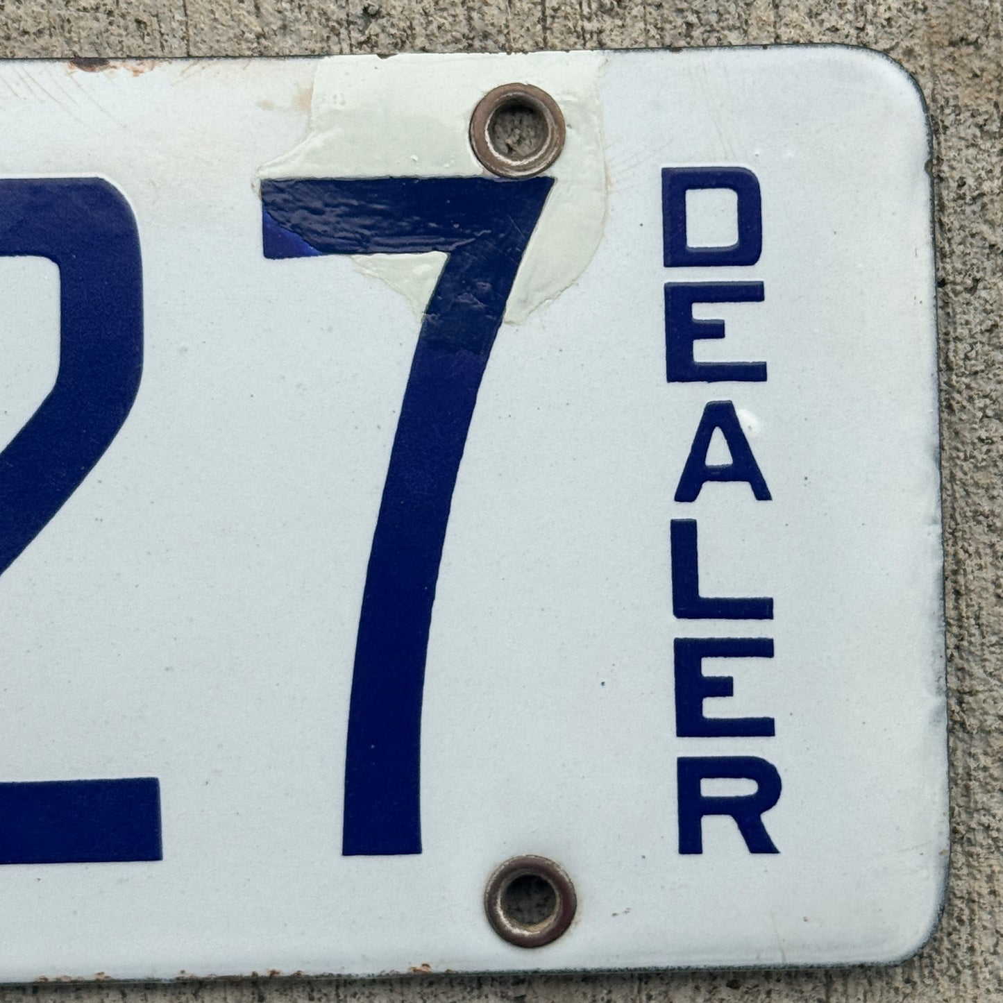 1916 California Porcelain Dealer License Plate Auto Tag  A 827