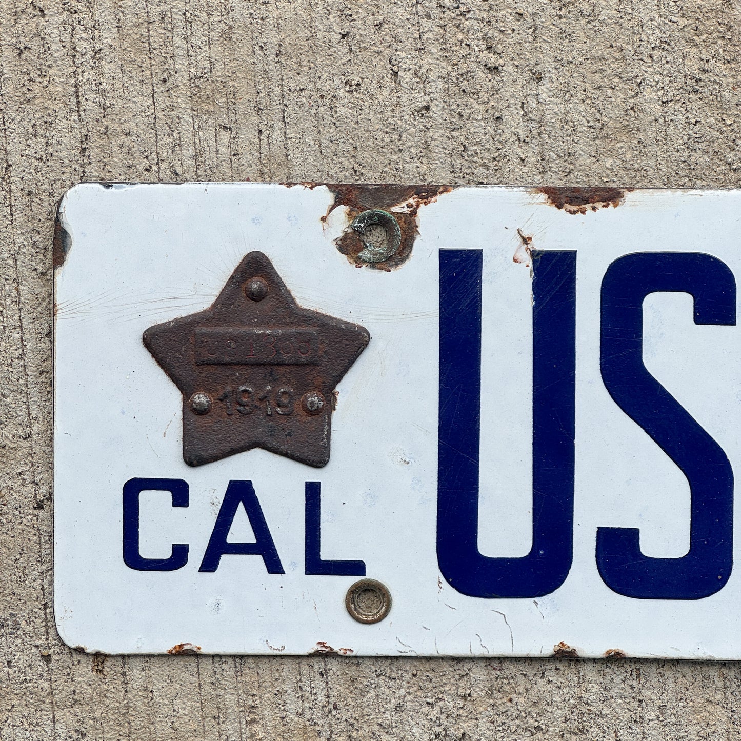 1919 California Porcelain US Government License Plate Auto Tag High Quality US 1365