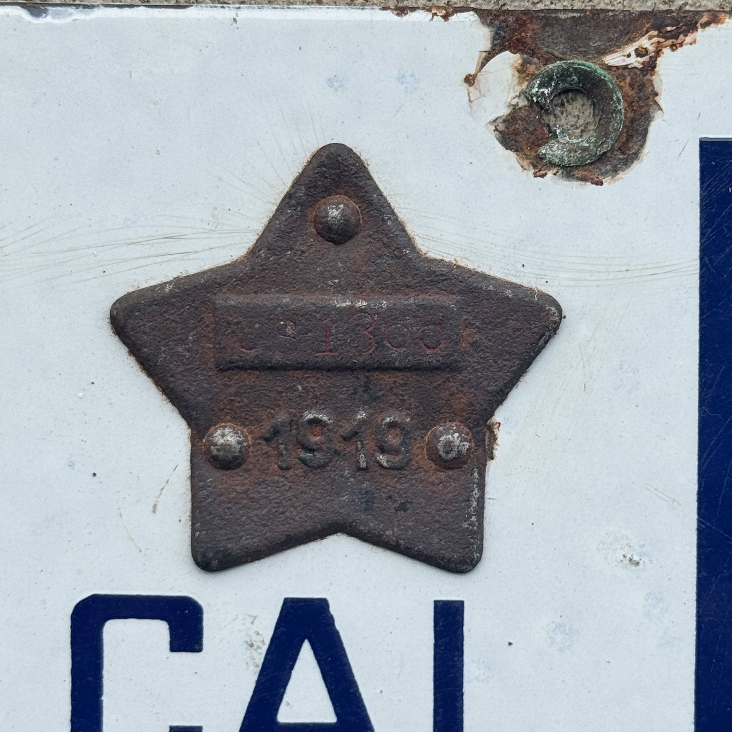1919 California Porcelain US Government License Plate Auto Tag High Quality US 1365
