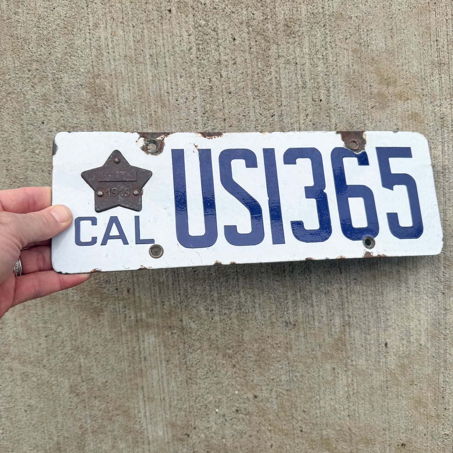 1919 California Porcelain US Government License Plate Auto Tag High Quality US 1365