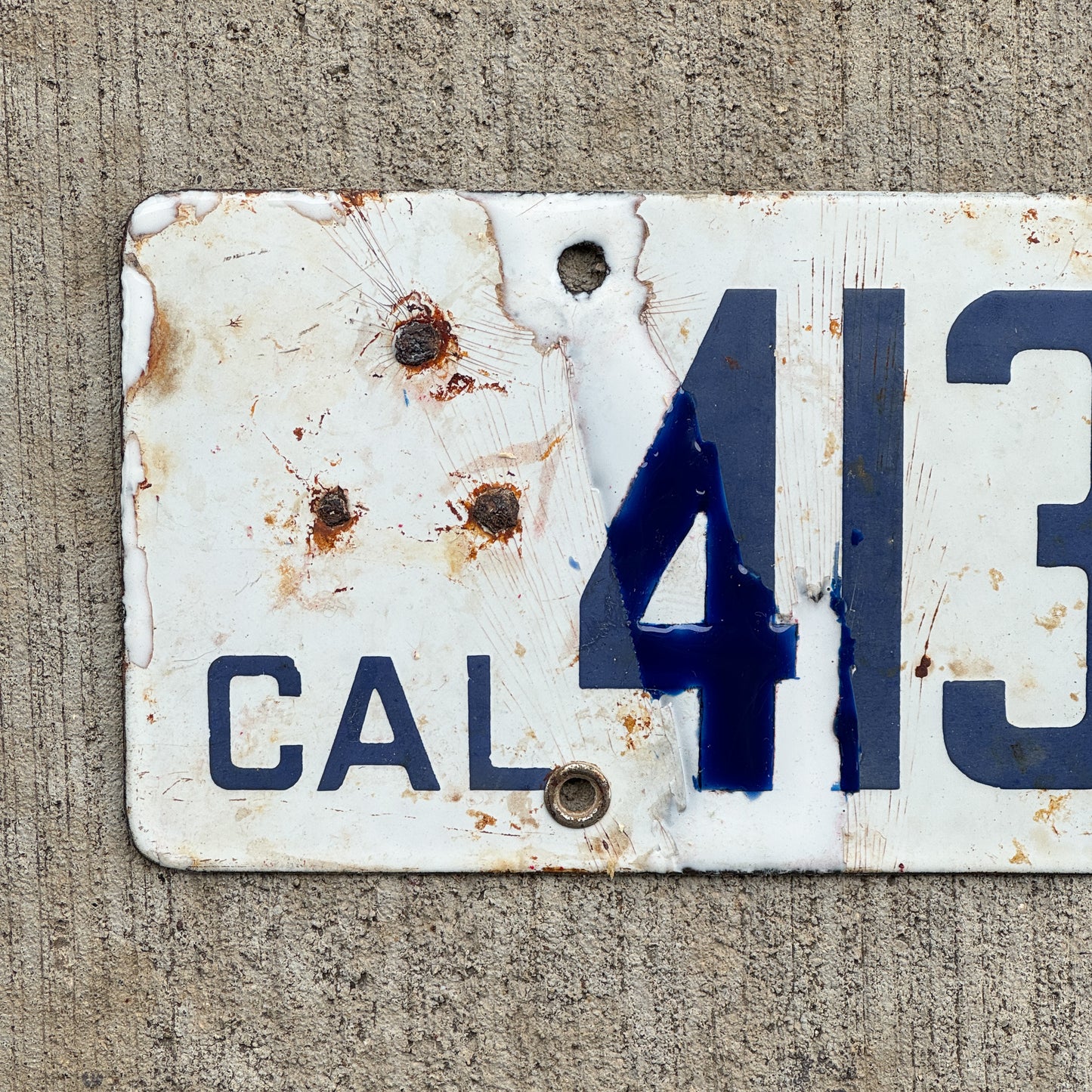 1916 1918 California Porcelain License Plate Vintage Auto Tag Garage 413807