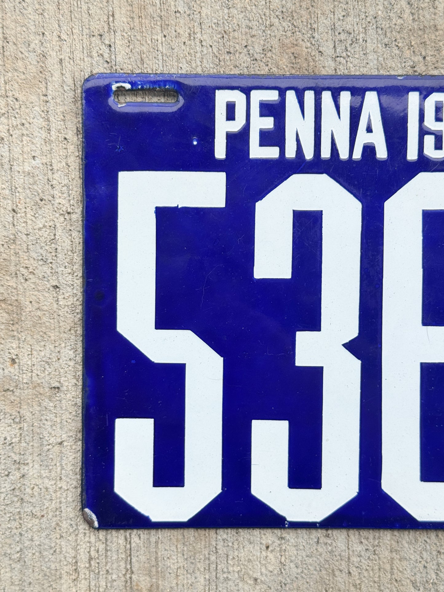 1906 Pennsylvania Porcelain License Plate Auto Tag 2 Low Number Four Digit 5336