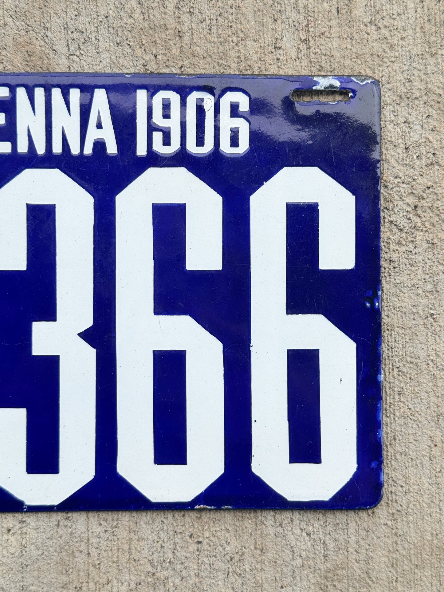 1906 Pennsylvania Porcelain License Plate Auto Tag 2 Low Number Four Digit 5336