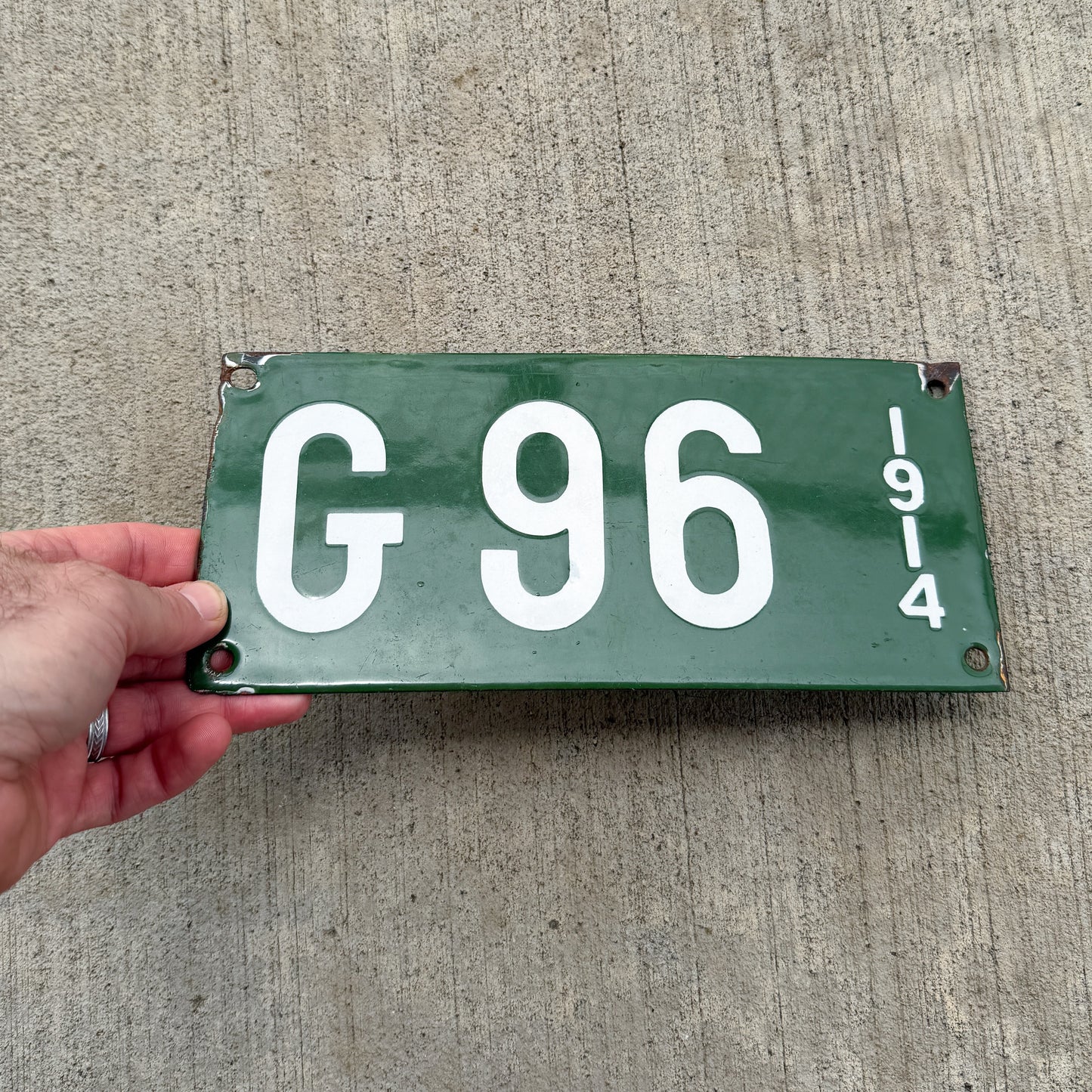 1914 New Hampshire Porcelain Garbage License Plate Auto Tag High Quality G 96