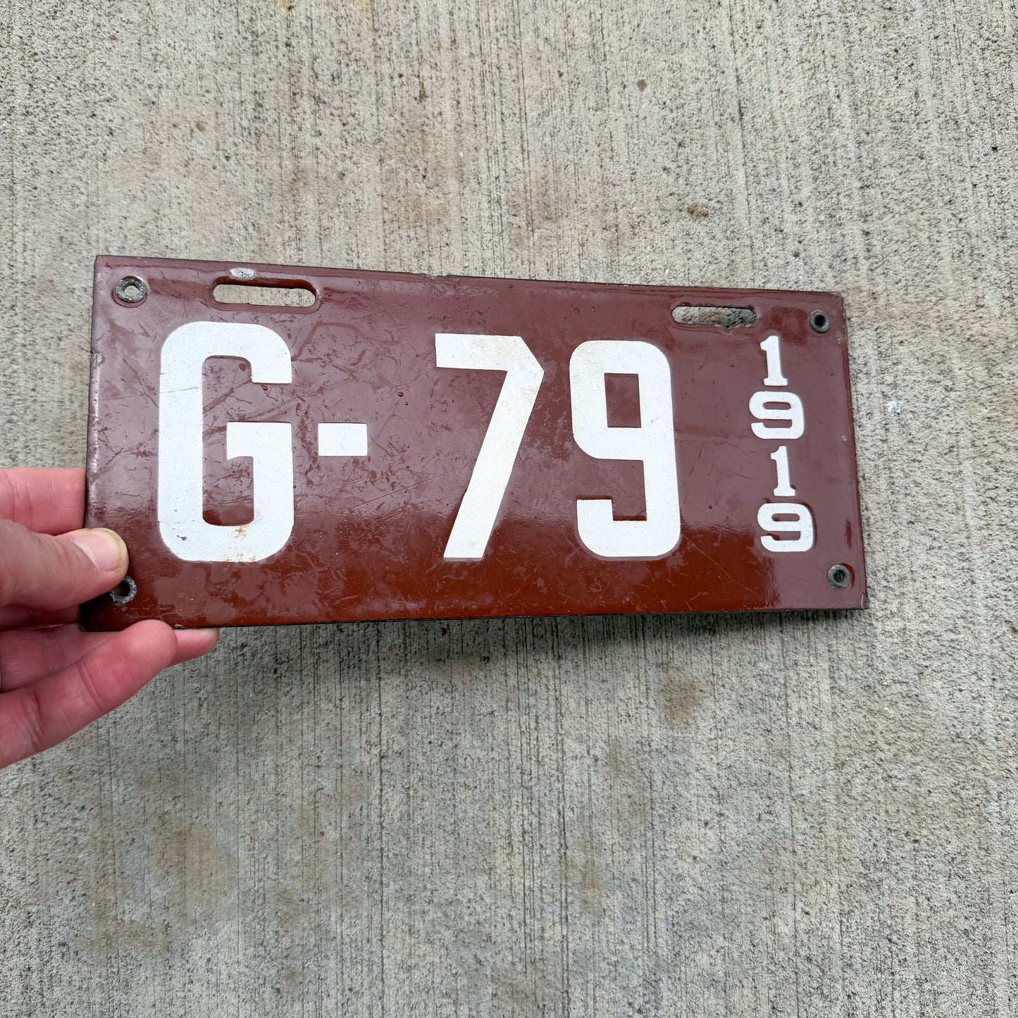 1919 New Hampshire Porcelain Garbage License Plate Auto Tag High Quality G 79