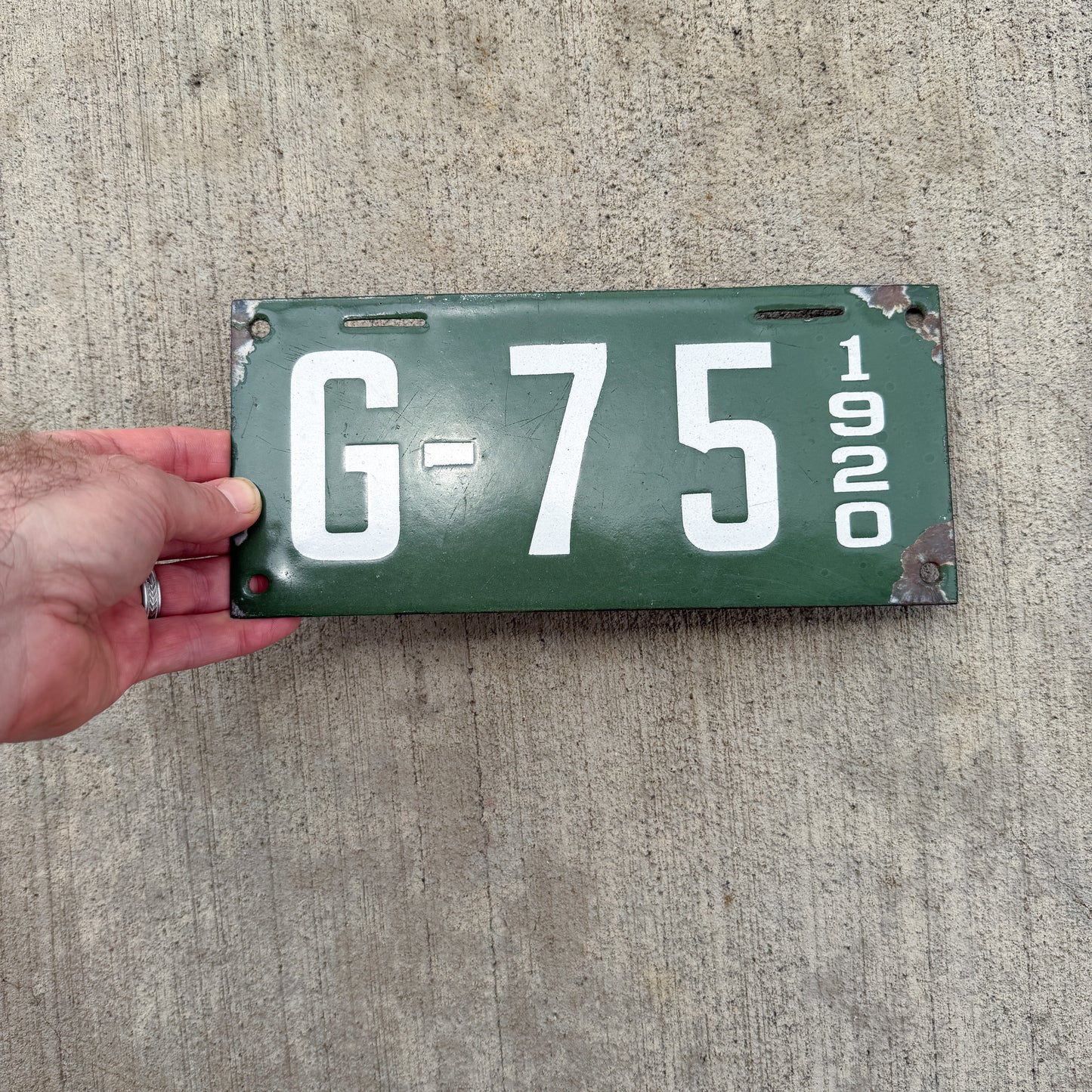 1920 New Hampshire Porcelain Garbage License Plate Auto Tag High Quality G 75
