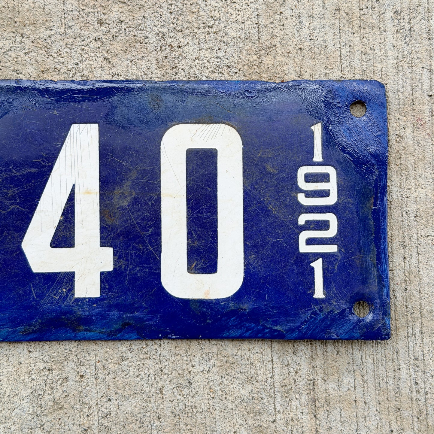 1921 New Hampshire Porcelain Garbage License Plate Auto Tag G 40