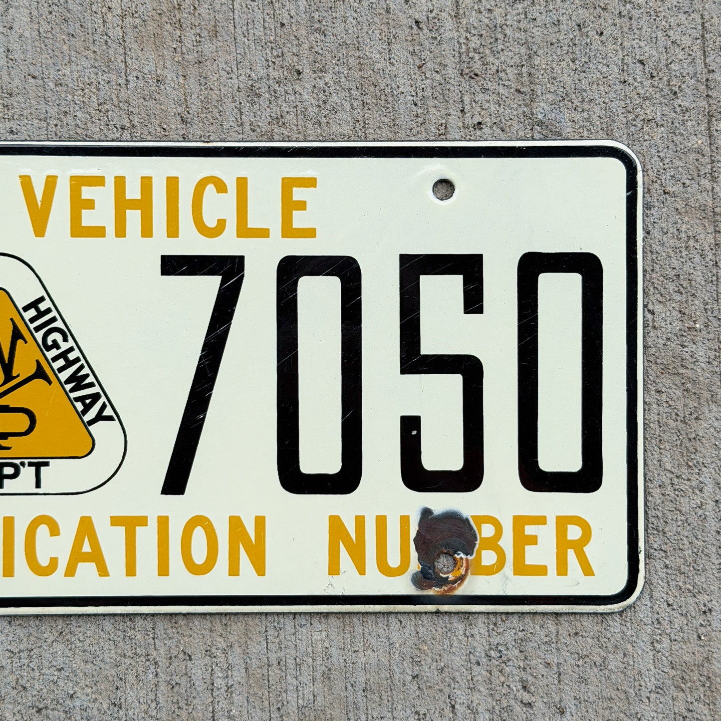 Wyoming Porcelain State Highway Department Booster License Plate Auto Tag H 7050