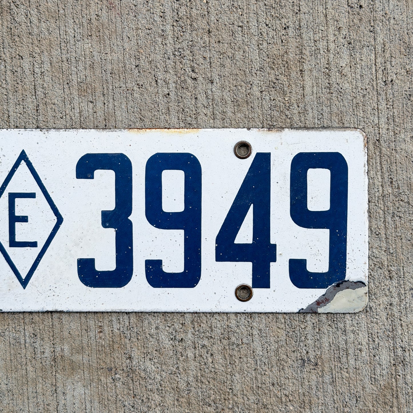 1916 1919 California Porcelain Exempt License Plate Auto Tag 3949