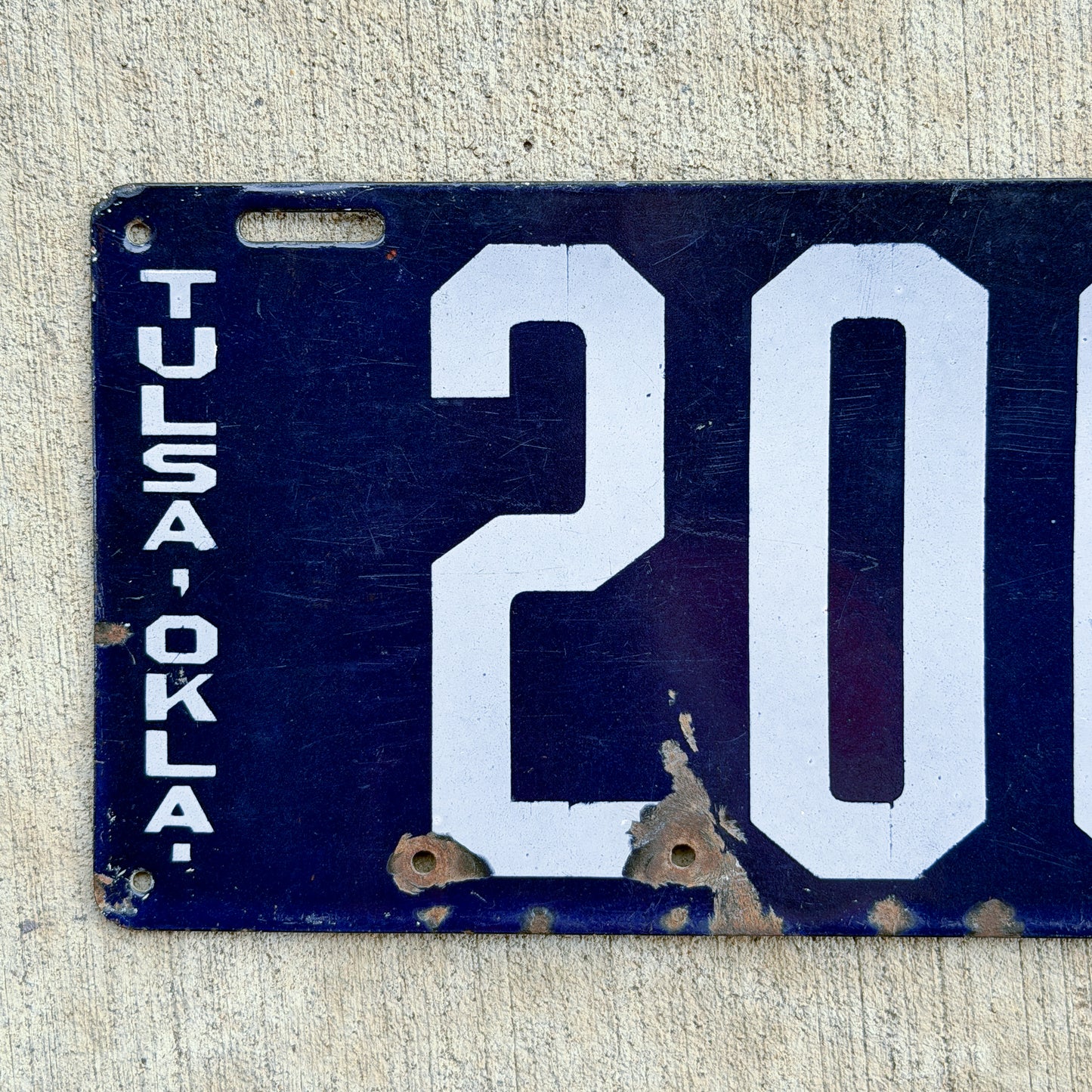 1914 Tulsa Oklahoma Porcelain License Plate Auto Tag High Quality 200