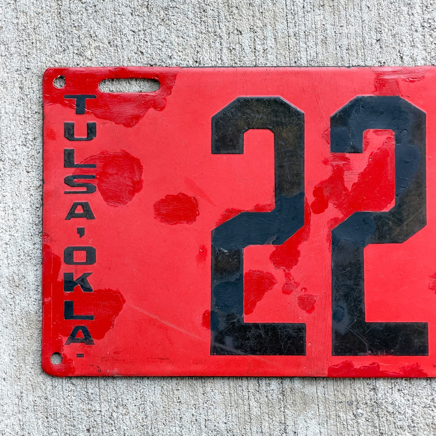 1915 Tulsa Oklahoma Porcelain License Plate Auto Tag 228