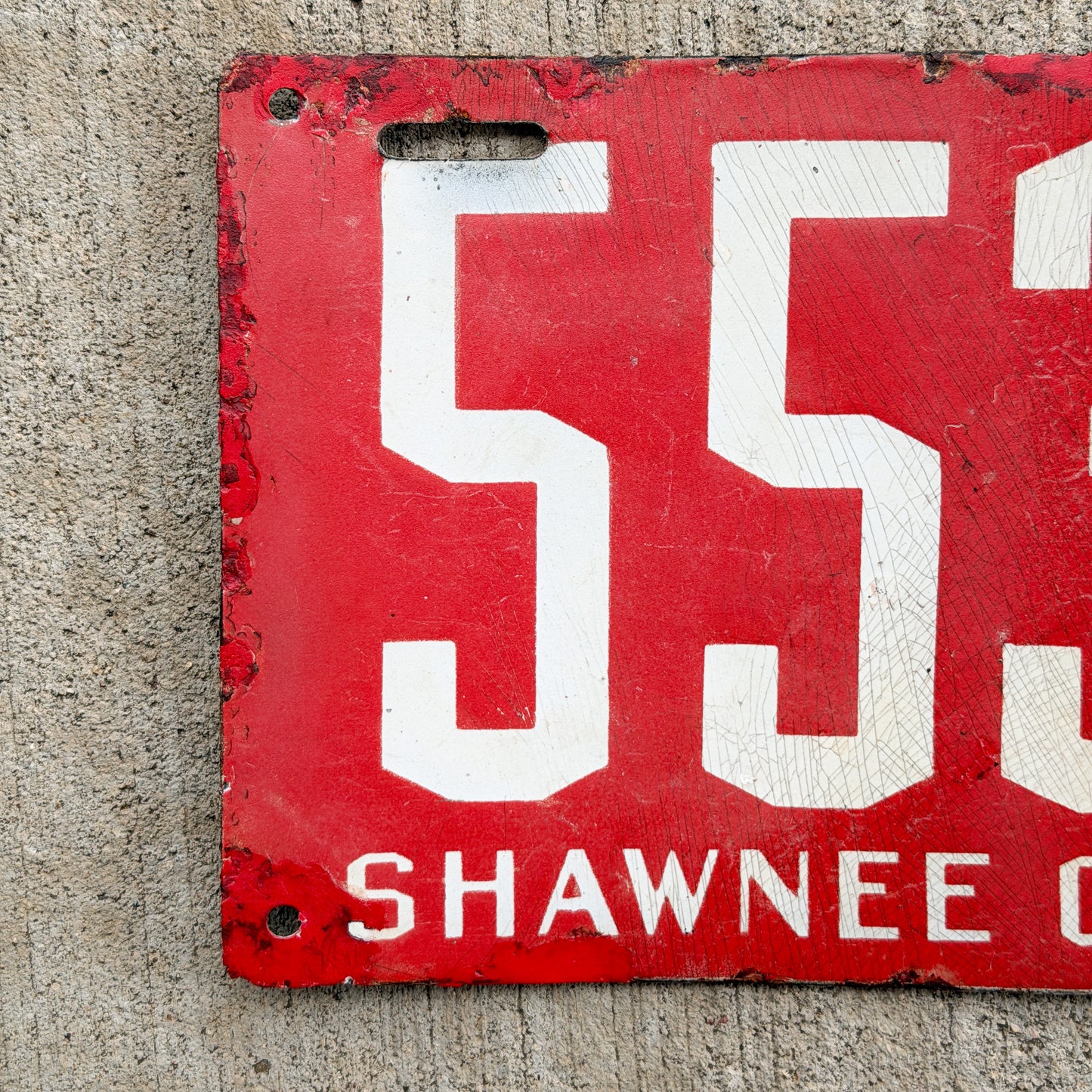 1914 Shawnee Oklahoma Porcelain License Plate Auto Tag 553