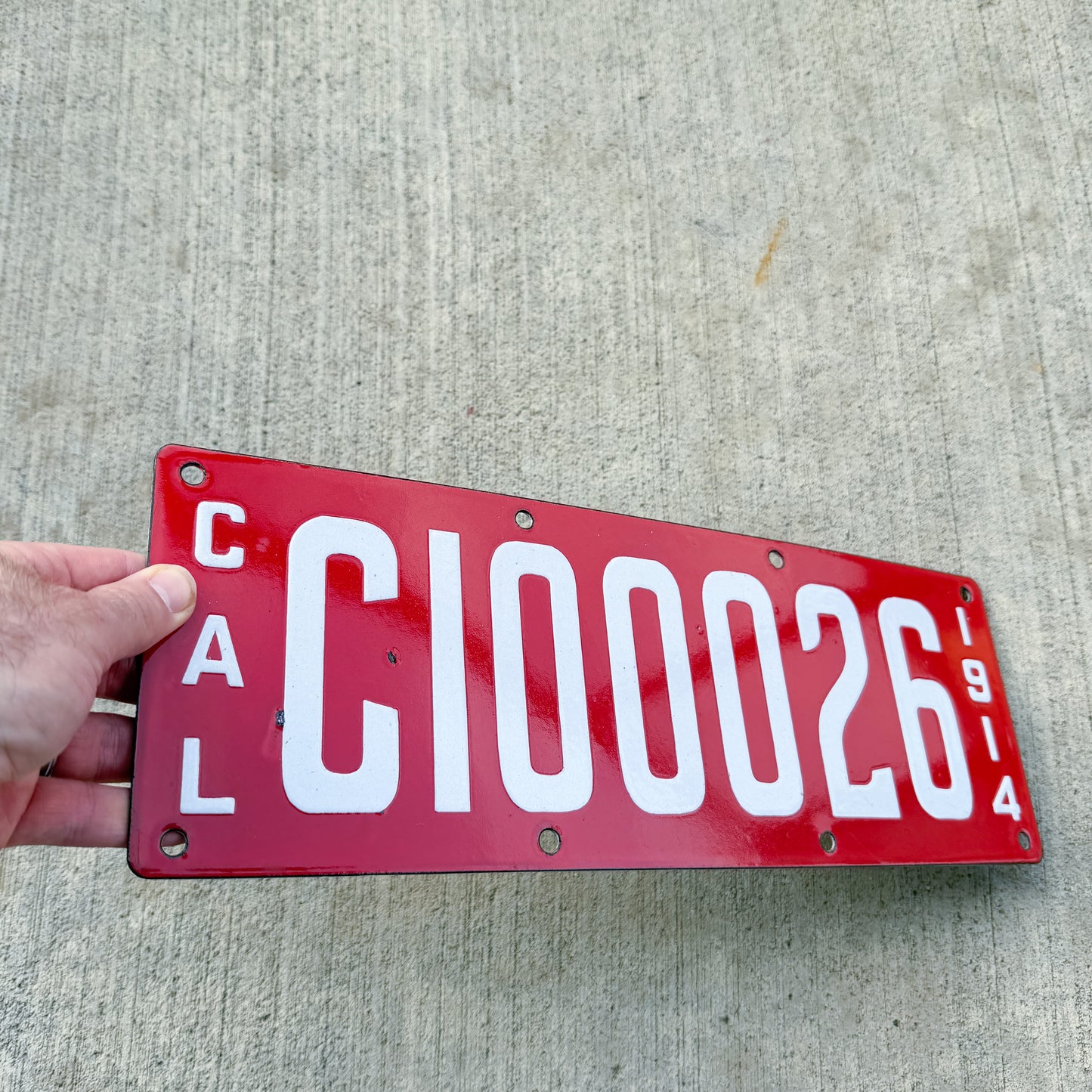 1914 California Porcelain Used Car Dealer License Plate Auto Tag High Quality C 100026