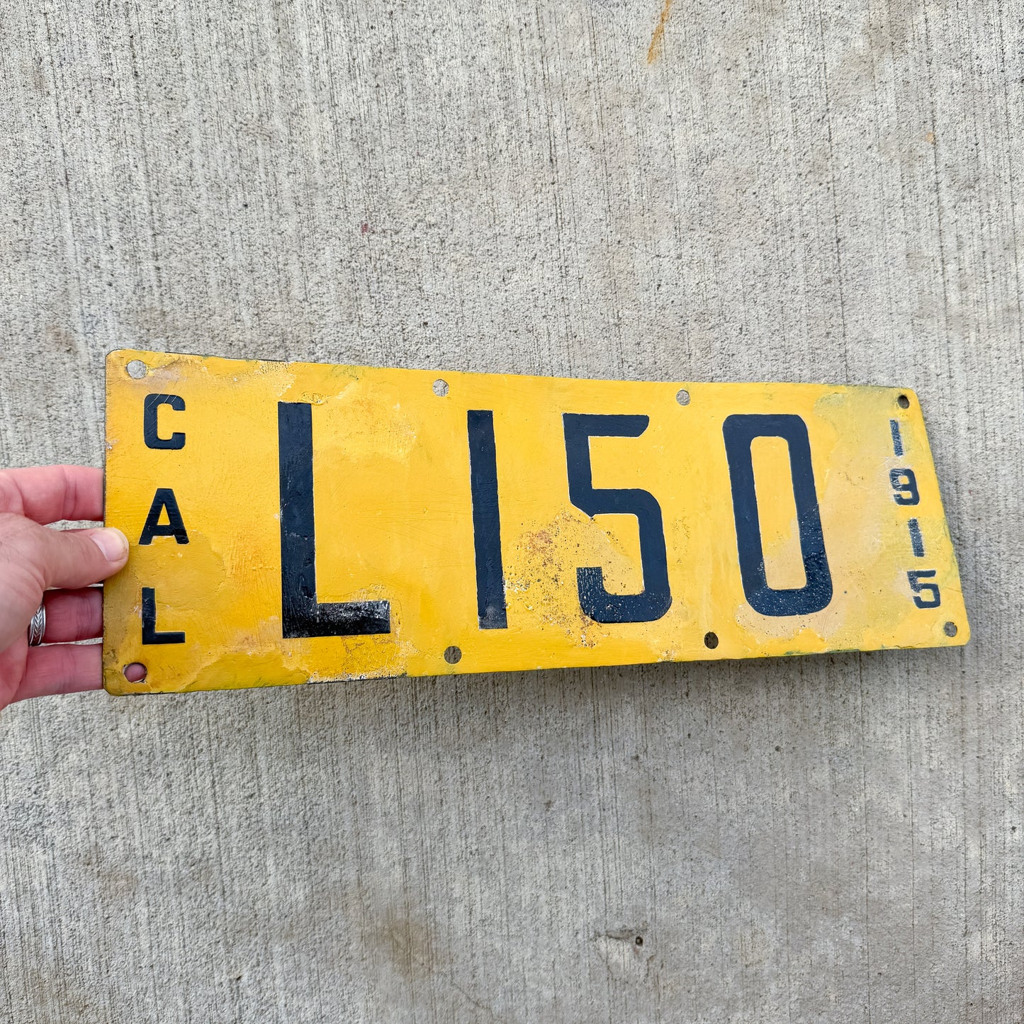 1915 California Porcelain Used Car Dealer License Plate Auto Tag Very Hard to Find Type L 150