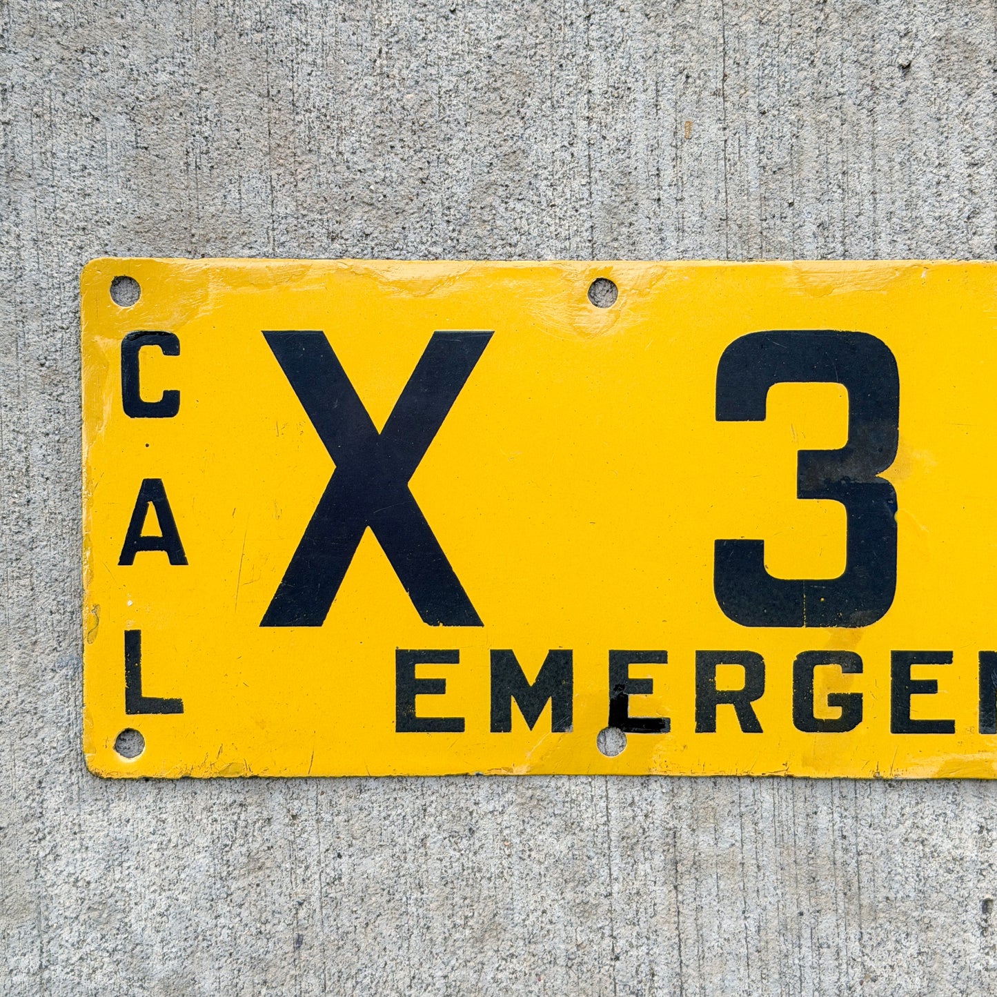 1915 California Porcelain Emergency License Plate Auto Tag X 37