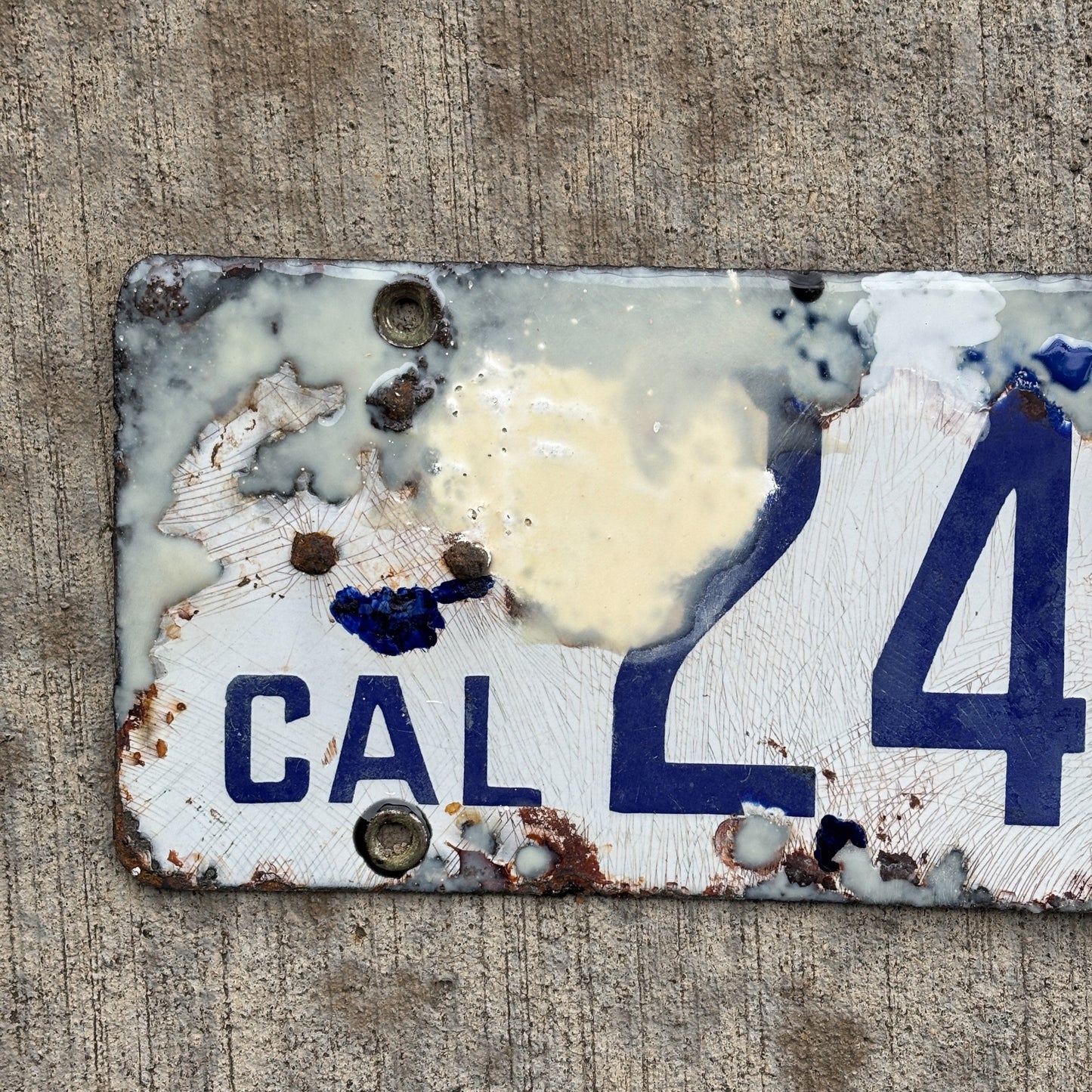 1916 California Porcelain License Plate Auto Tag Natural 1916 24919