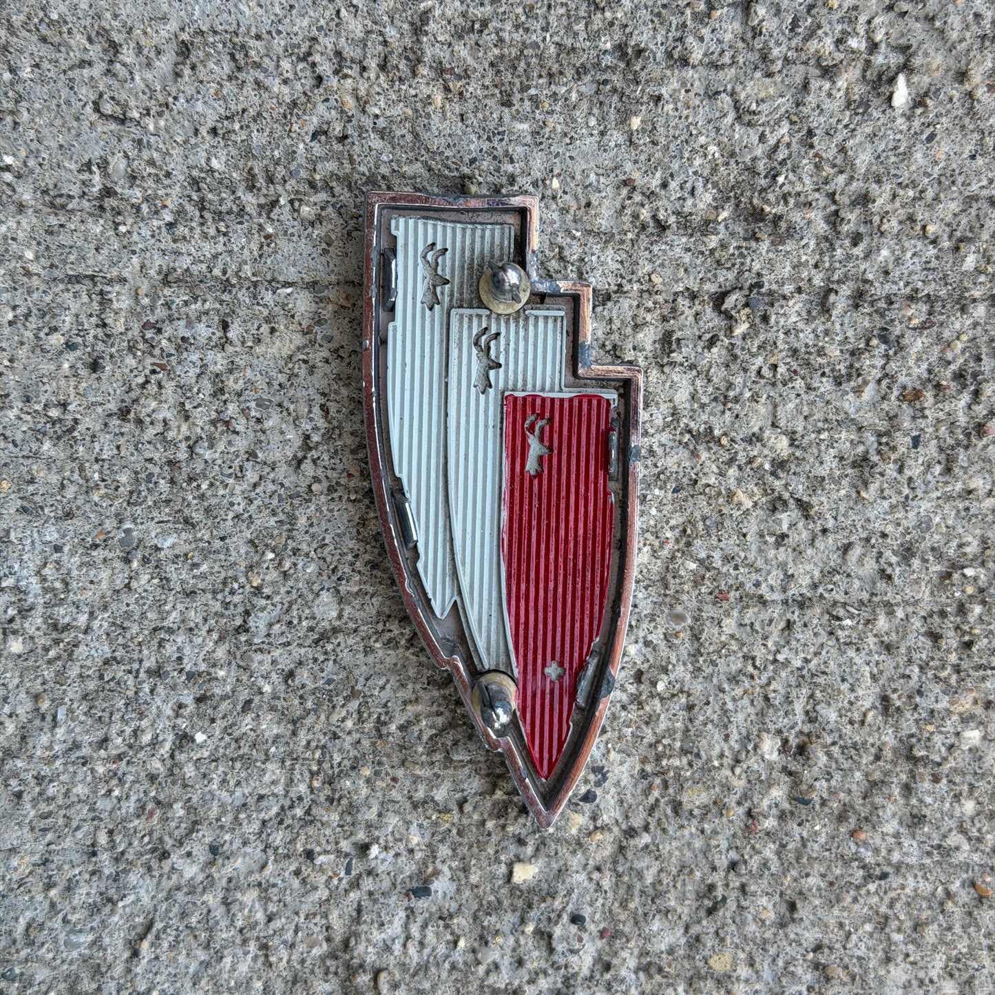 1960 Era Buick Tri Shield Grill Badge Emblem Auto Tag Ornament Skylark Wagon