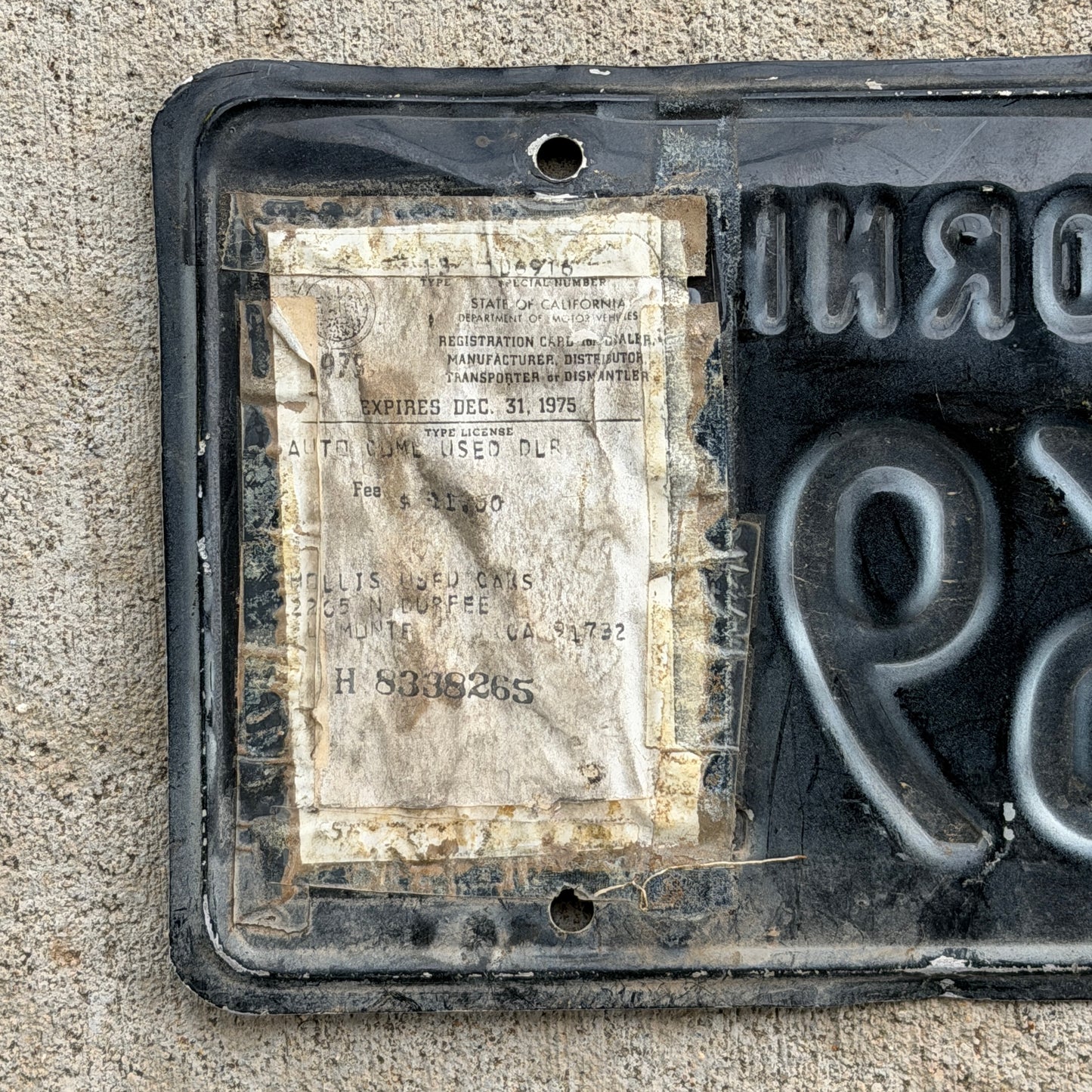 1963 1975 California Dealer License Plate Auto Tag 1 Vintage Garage 1D 6916