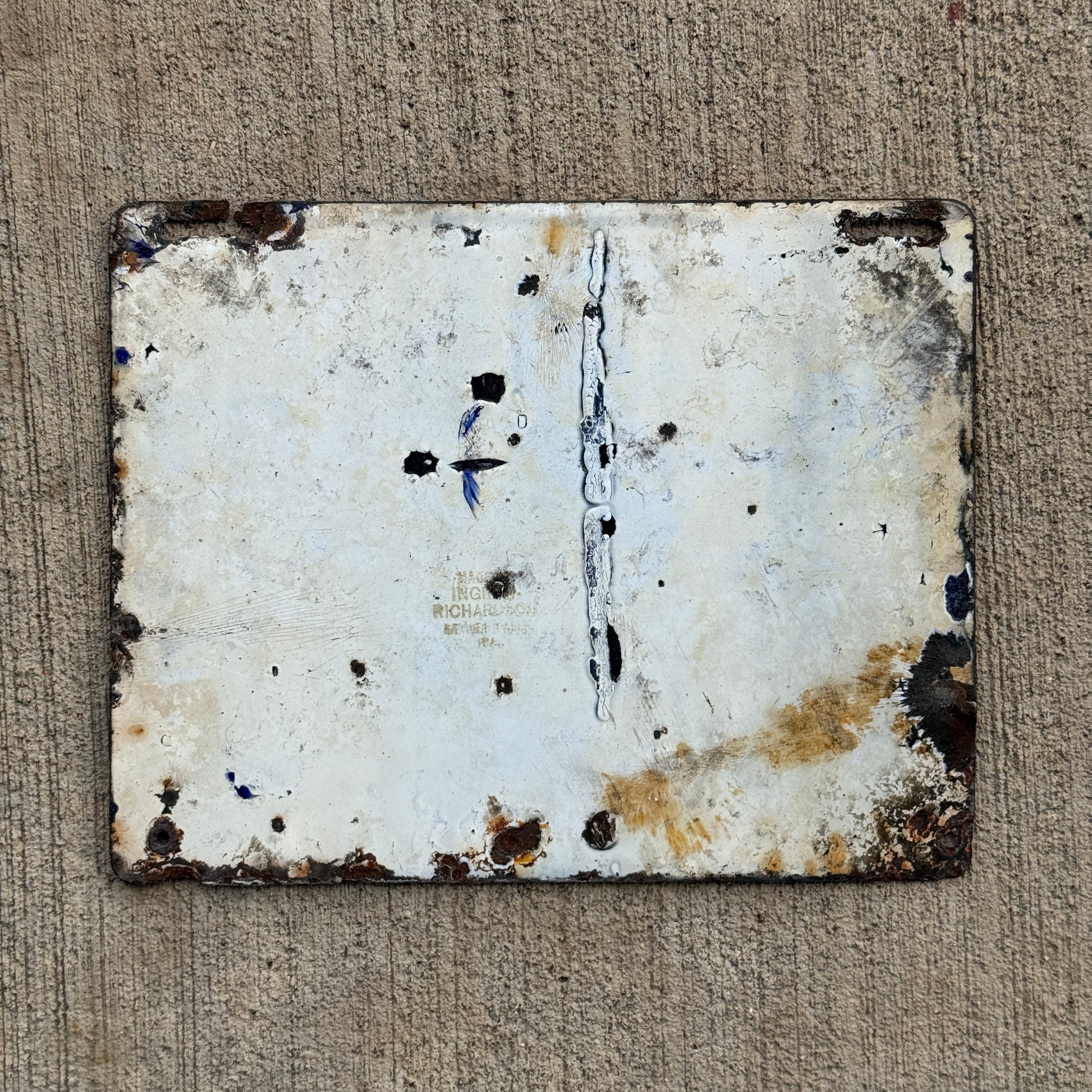 Back photo of a 1906 Pennsylvania Porcelain License Plate Number 2758