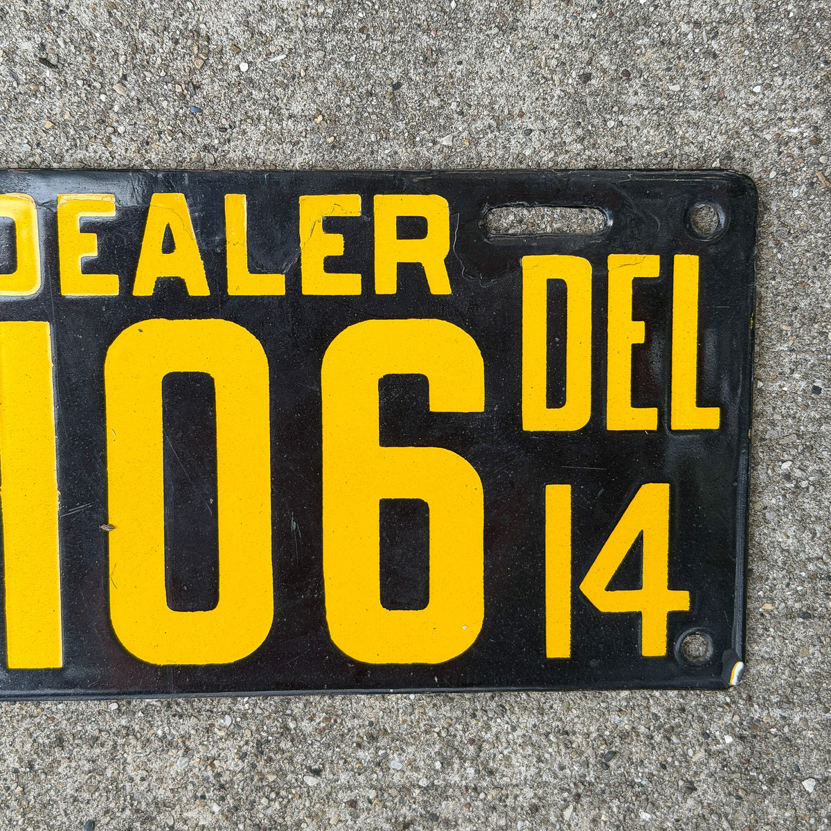 1914 Delaware Porcelain Dealer License Plate Auto Tag High Quality X106