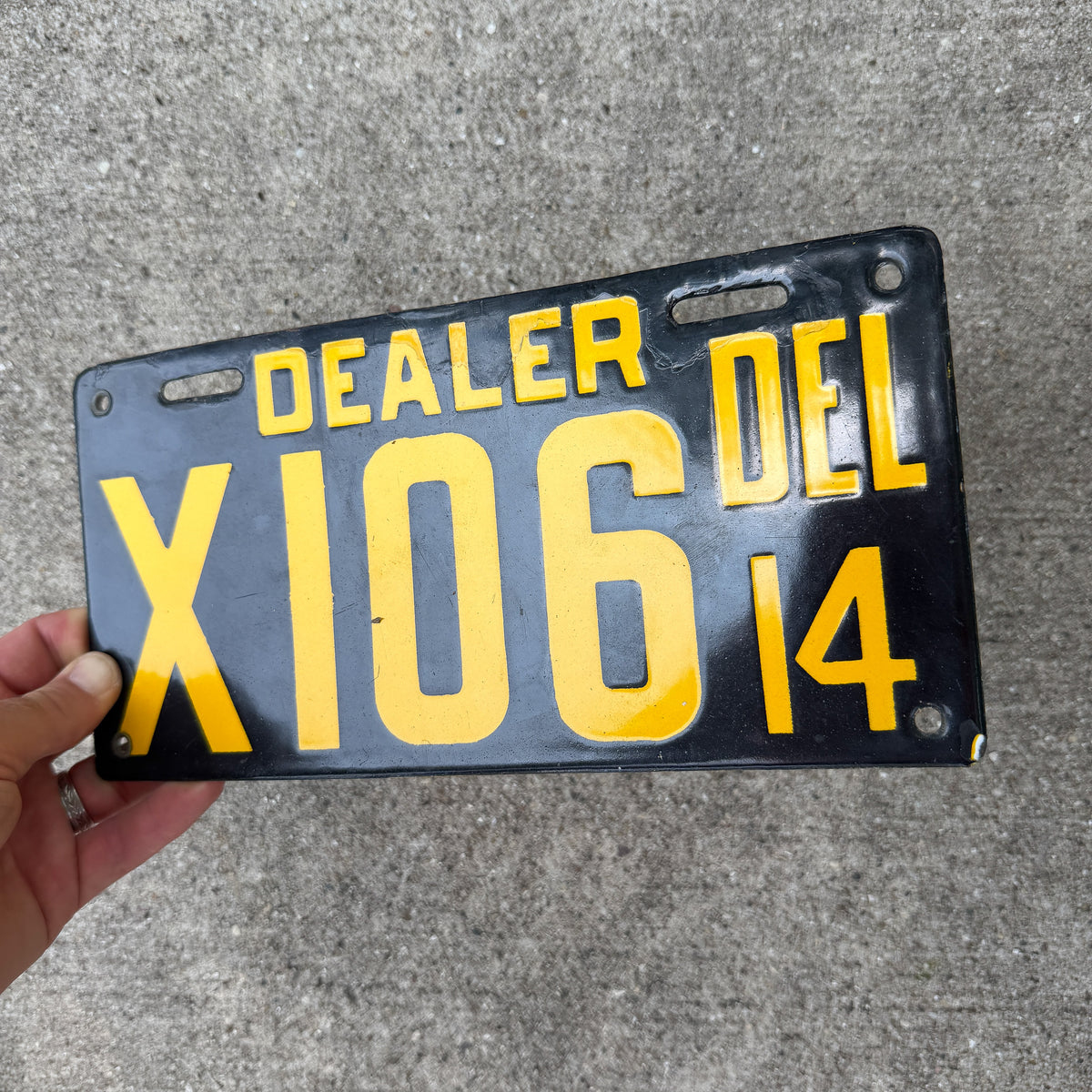 1914 Delaware Porcelain Dealer License Plate Auto Tag High Quality X106