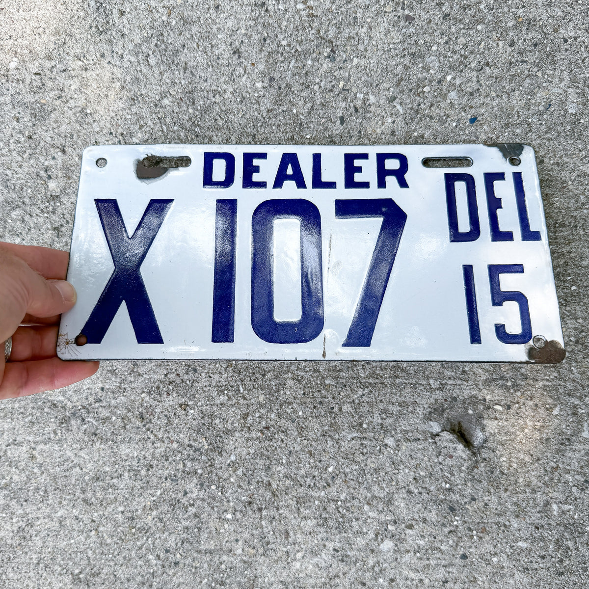 1915 Delaware Porcelain Dealer License Plate Auto Tag High Quality X107