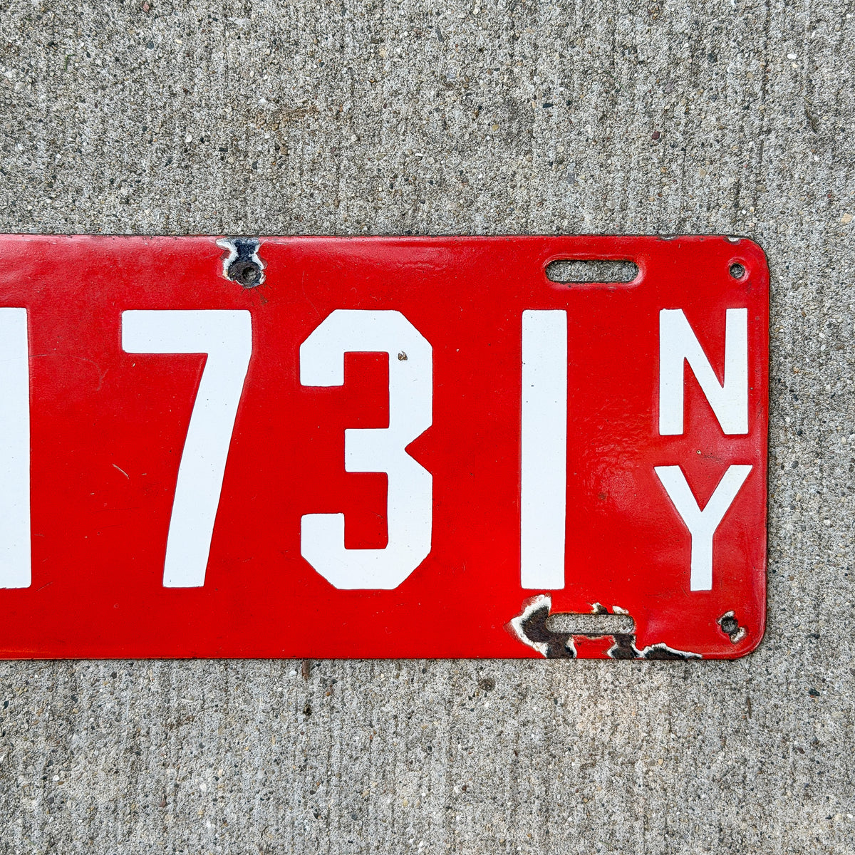 1912 New York Porcelain Dealer License Plate Auto Tag Manufacturer M 1731