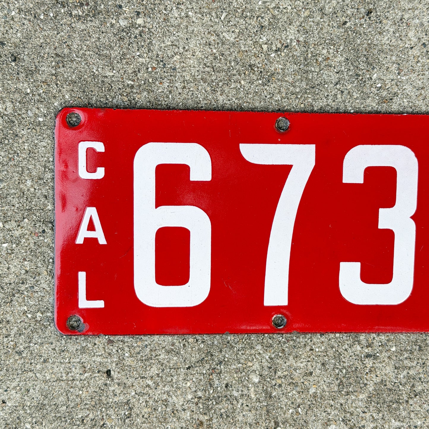 1914 California Porcelain License Plate Auto Tag First Issue 67340