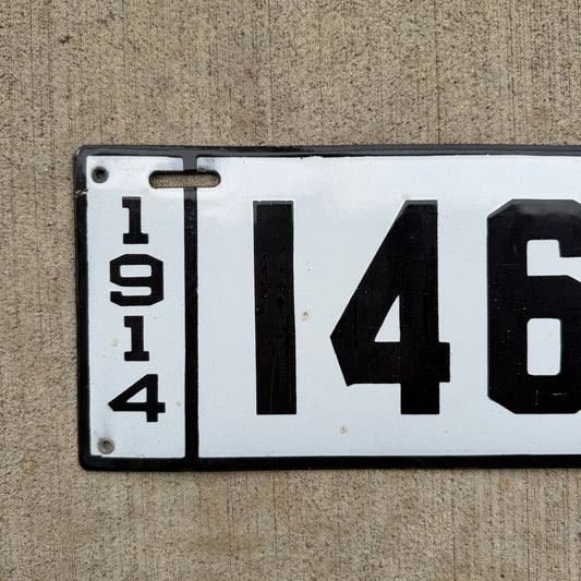 1914 Vermont Porcelain License Plate Auto Tag Low Number Four Digit 1468