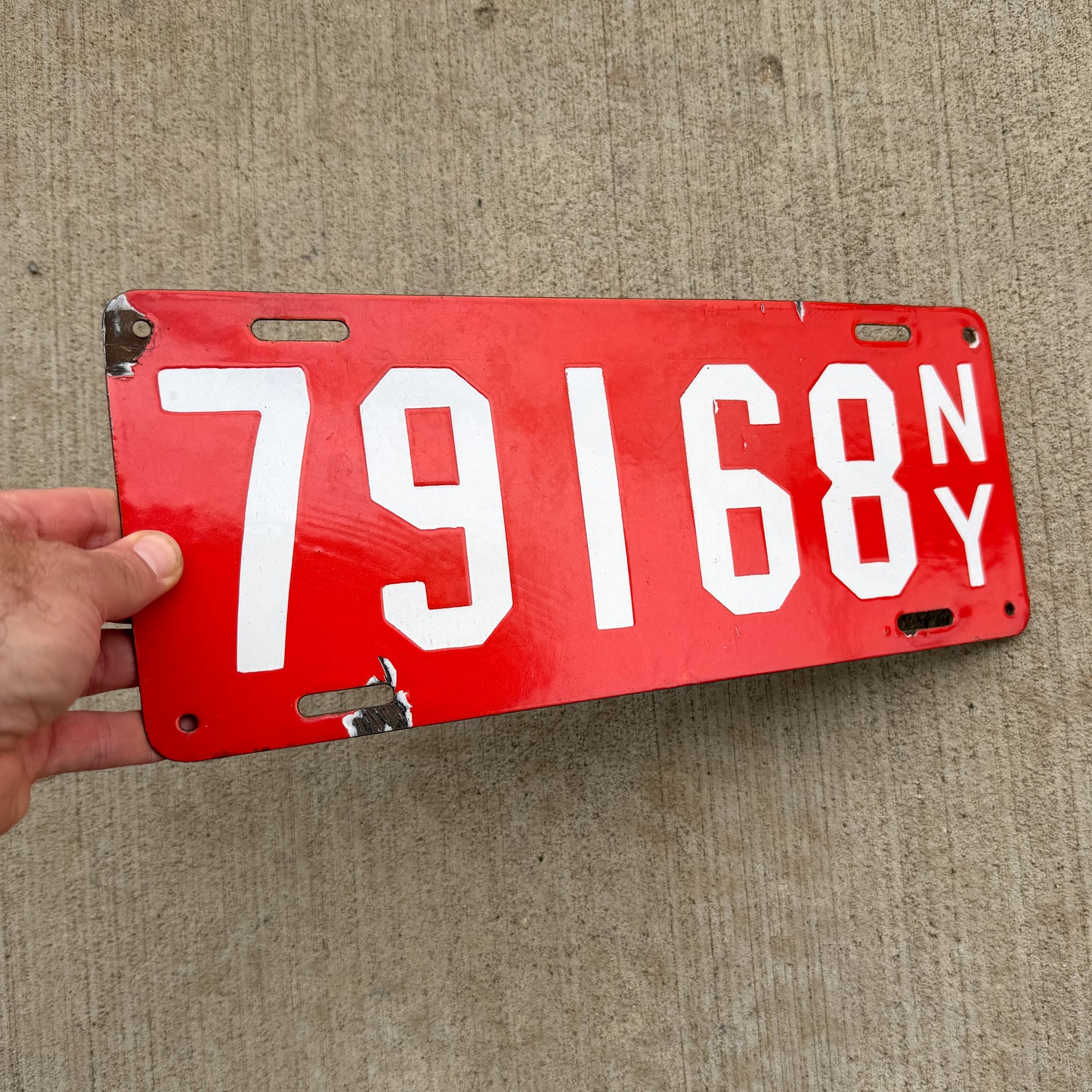 1912 New York Porcelain License Plate Auto Tag 79168