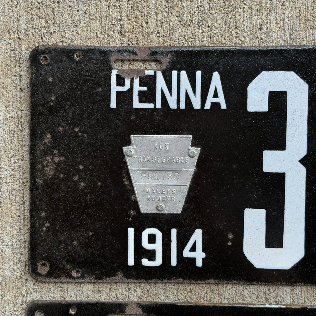 1914 Pennsylvania Porcelain Truck License Plate Pair Auto Tag First Issue Type 39450
