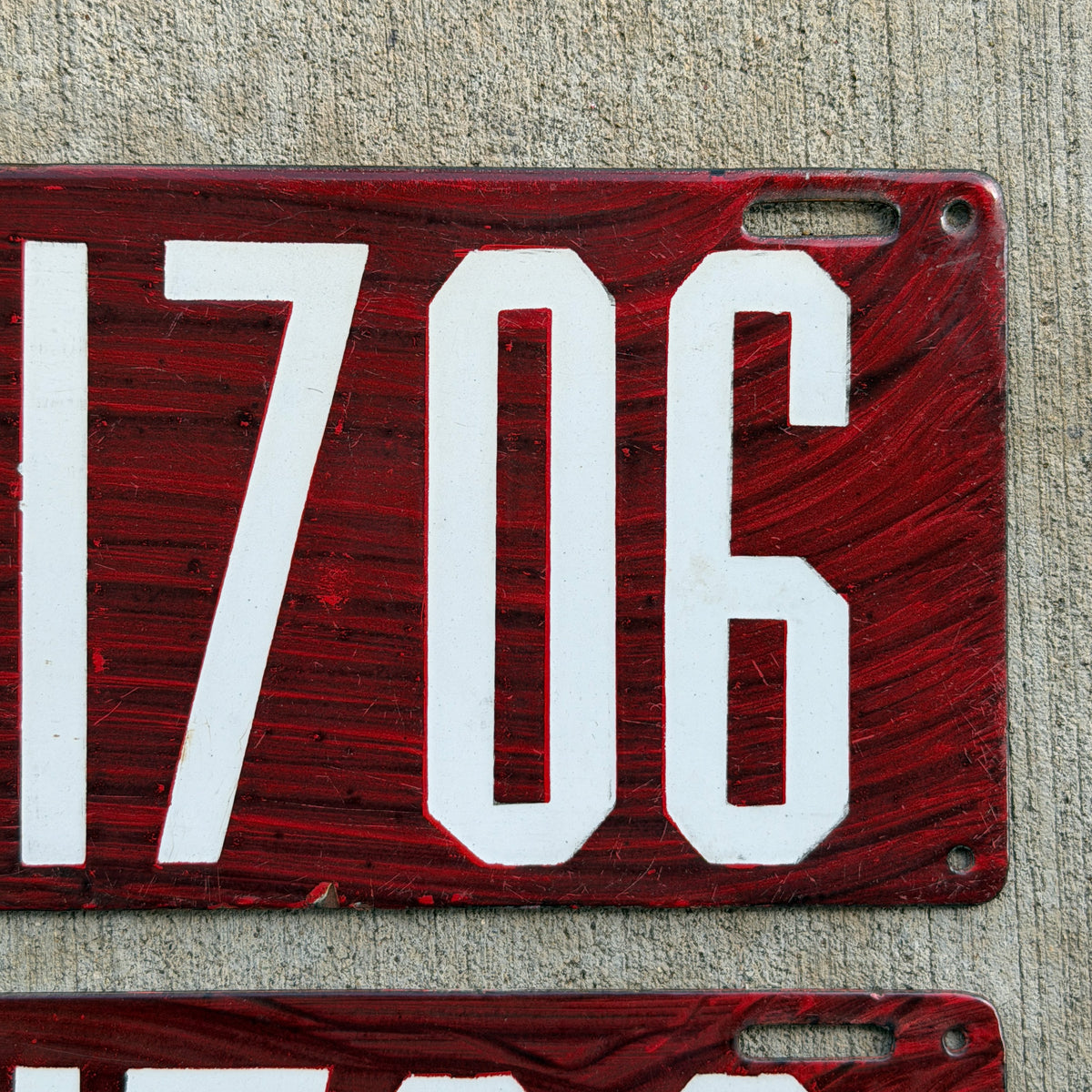 1912 Pennsylvania Porcelain License Plate Pair Auto Tag Wood Grain 11706