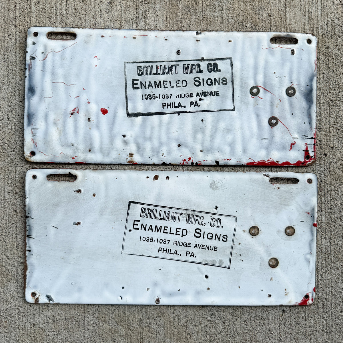 1912 Pennsylvania Porcelain License Plate Pair Auto Tag Wood Grain 11706