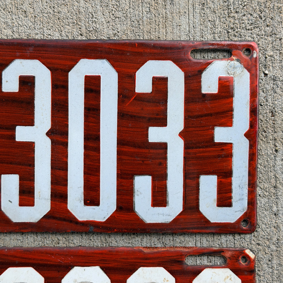 1912 Pennsylvania Porcelain License Plate Pair Auto Tag Wood Grain 33033