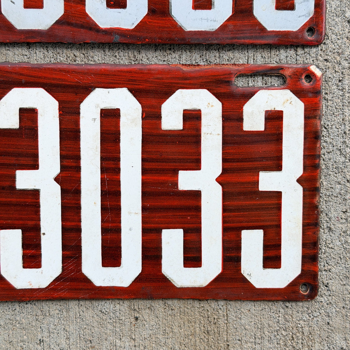 1912 Pennsylvania Porcelain License Plate Pair Auto Tag Wood Grain 33033